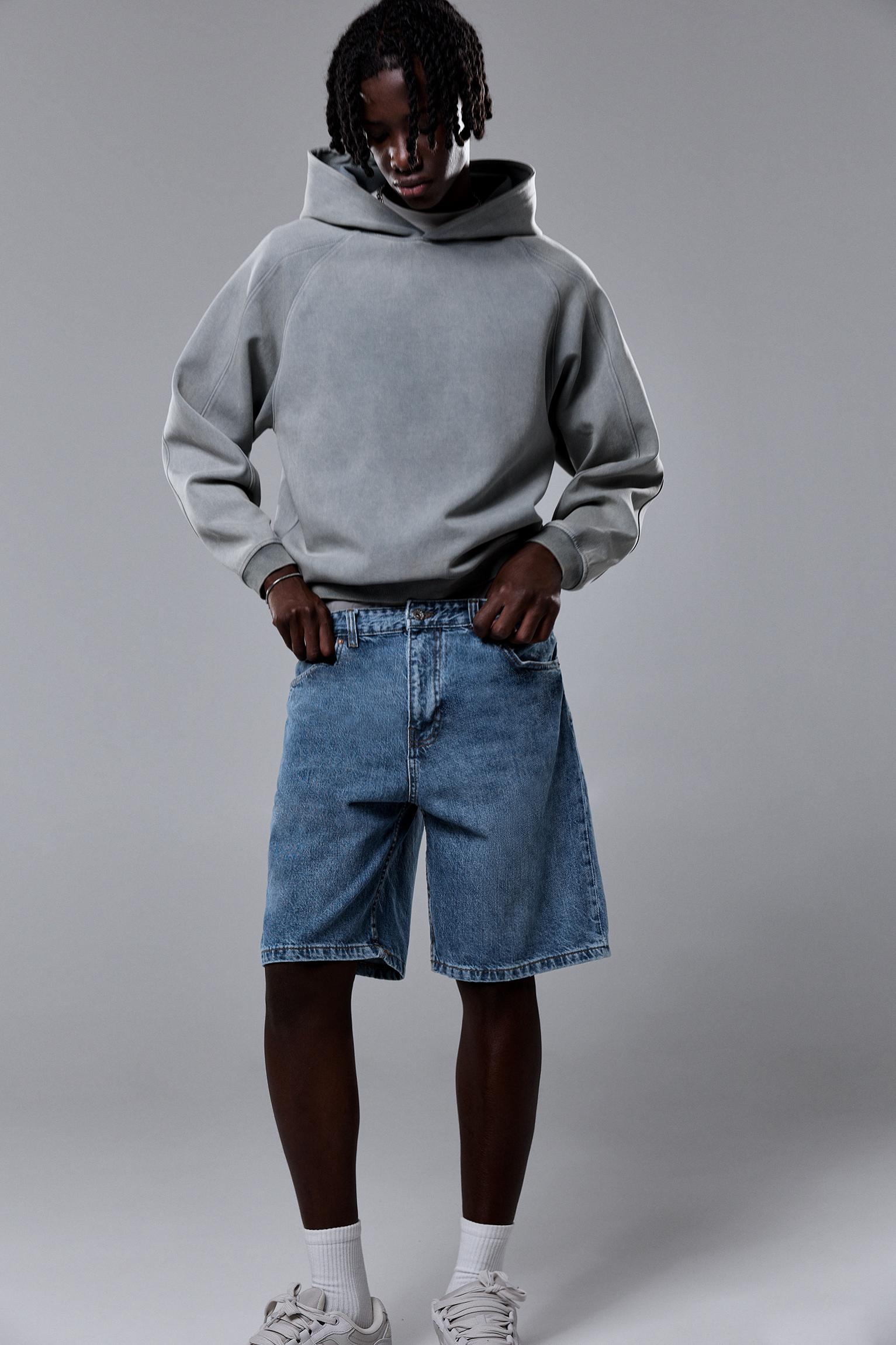 Baggy denim Bermuda shorts — Medium blue