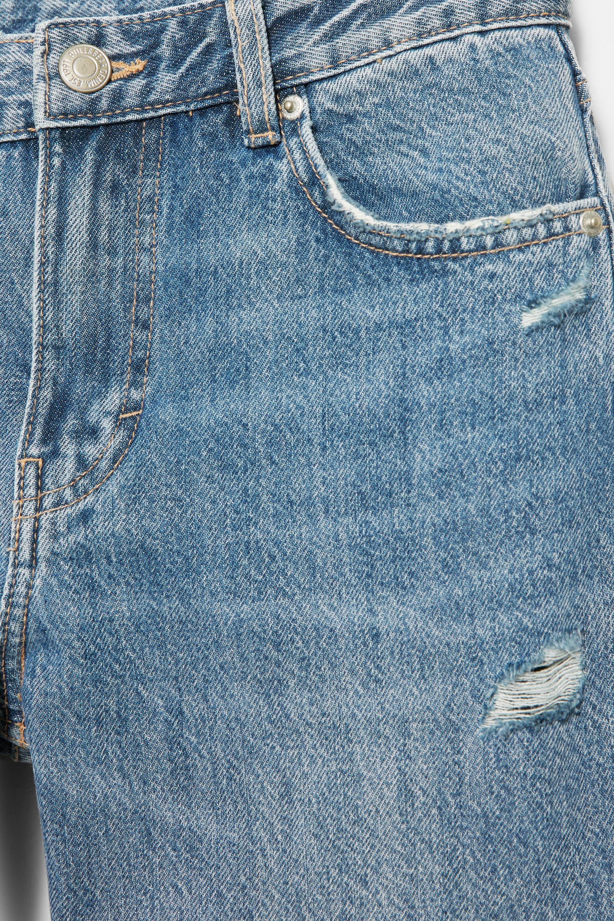 Mid-waist straight-leg jeans — Grey blue