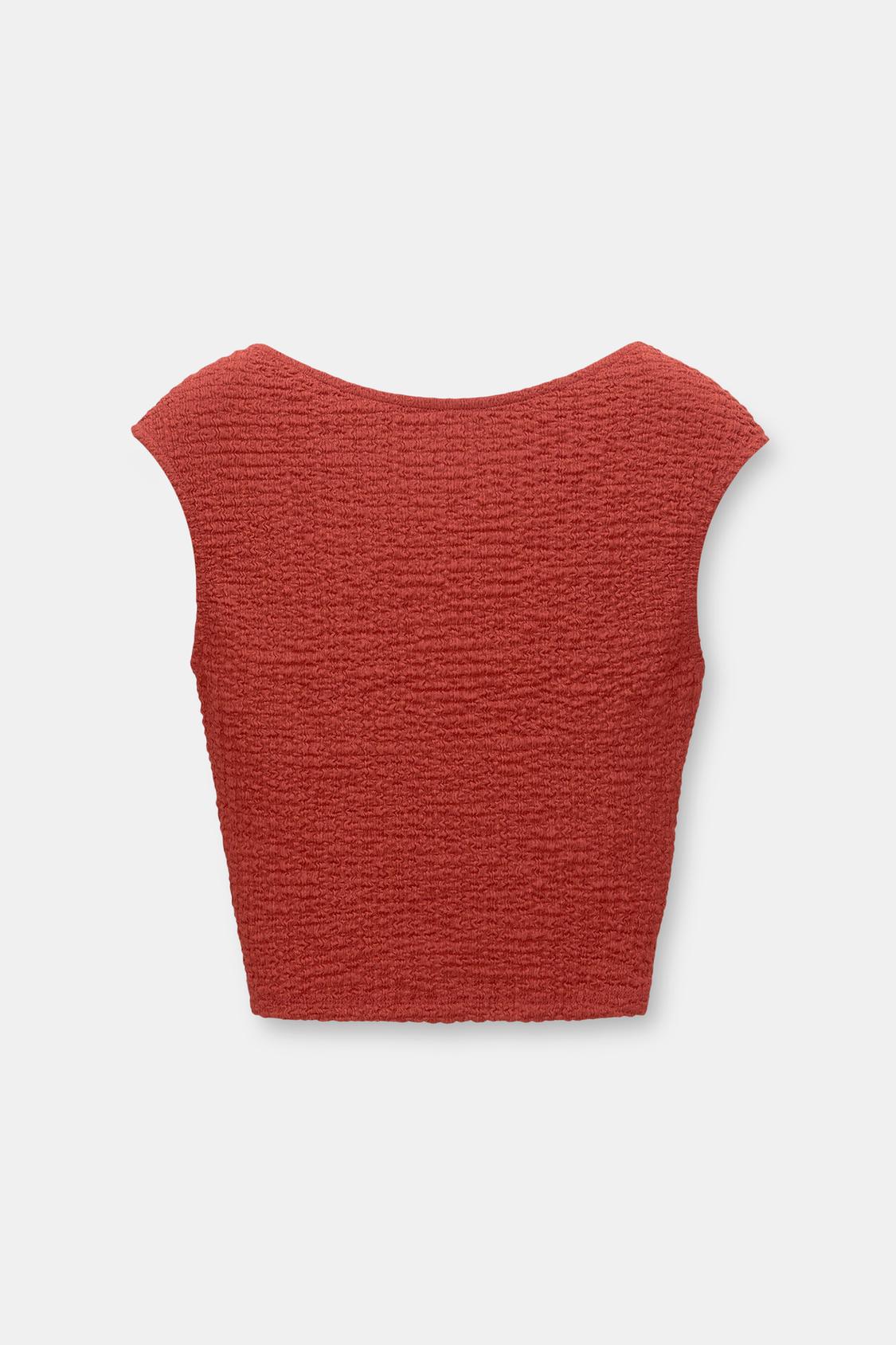 T-Shirt mit Textur und Rücken-Ausschnitt - PULL&BEAR 