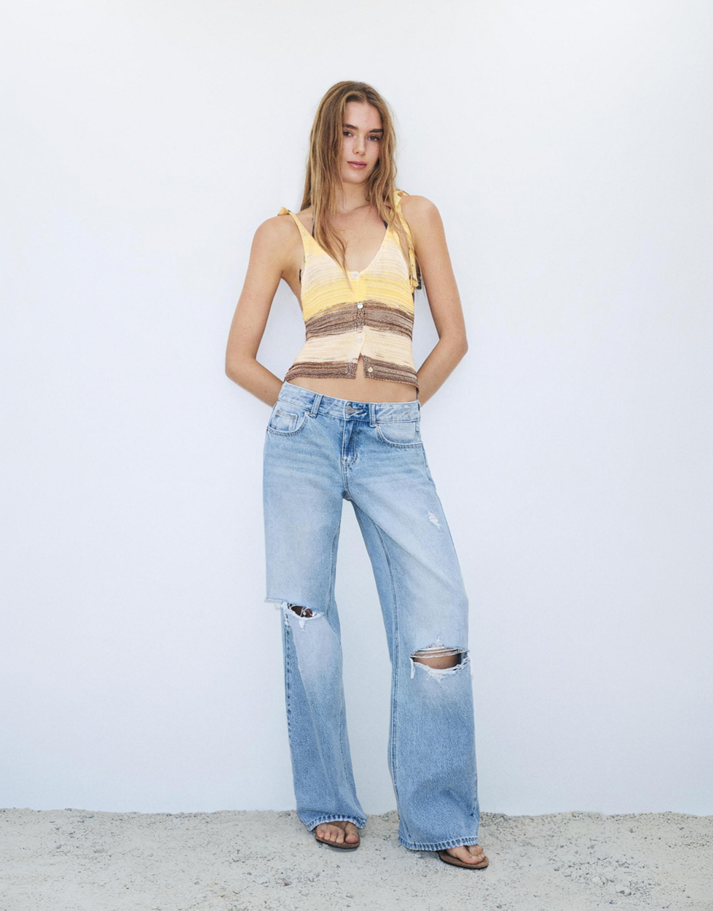 Cutwork space dye top — Yellow