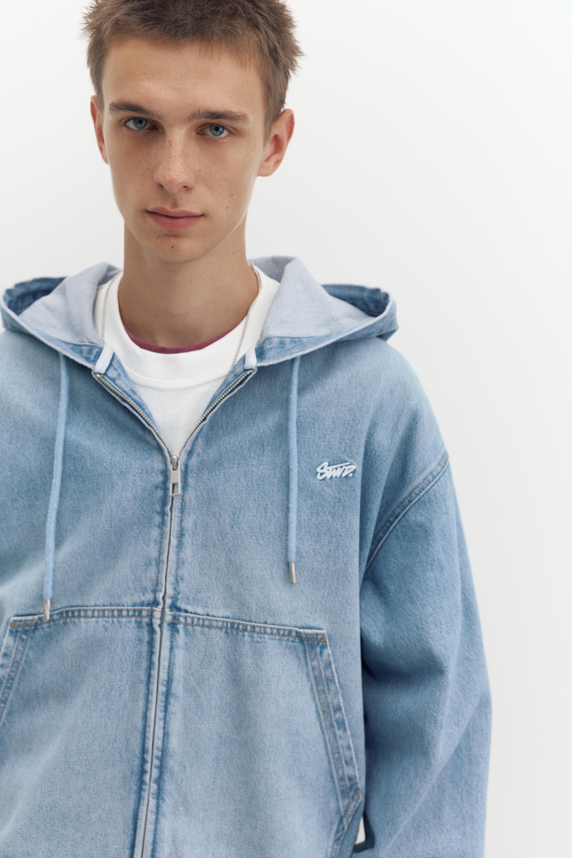 STWD zip-up hooded jacket — Medium blue