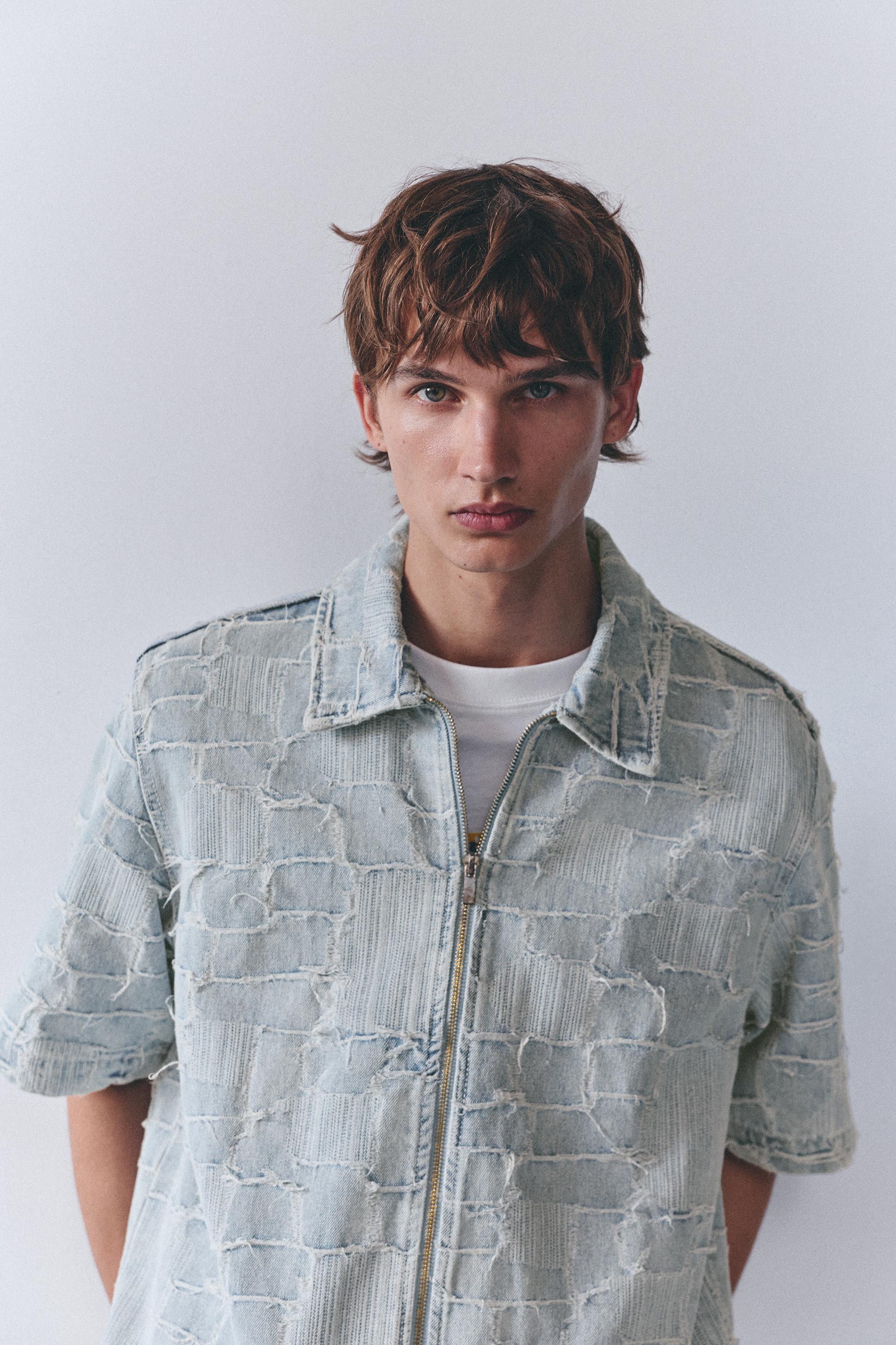 Jacquard denim shirt — Pale indigo