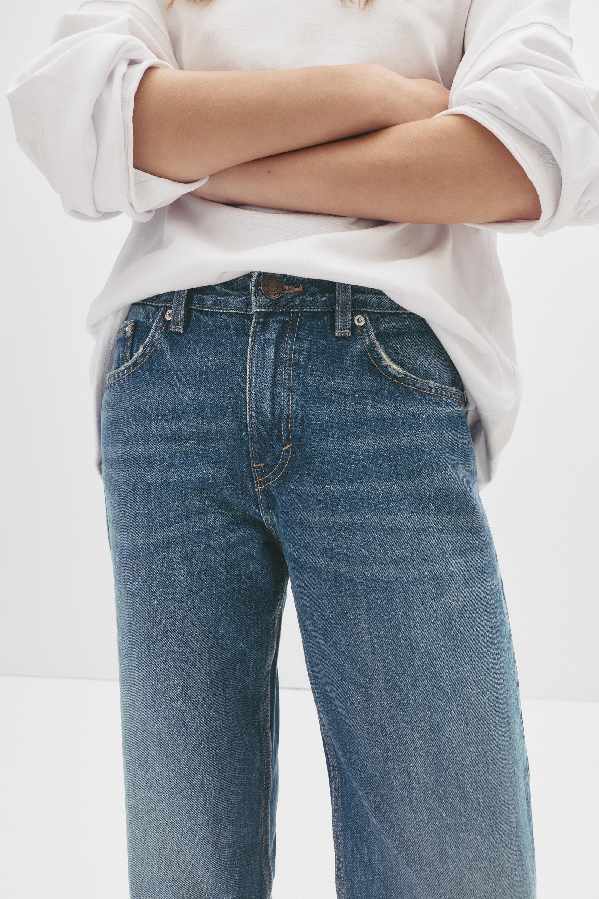 Mid-waist straight-leg jeans — Dark blue