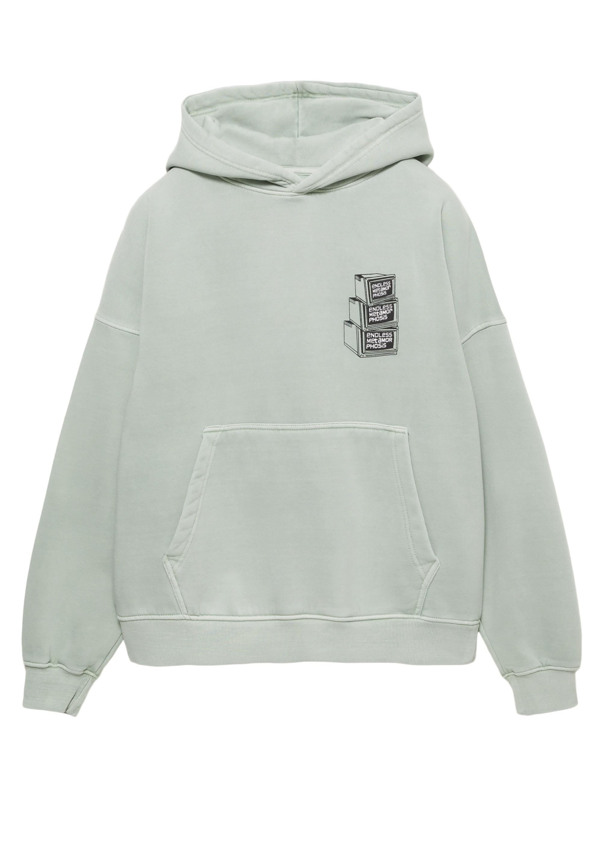 Oversize kapüşonlu grafik baskılı sweatshirt - Görsel 11