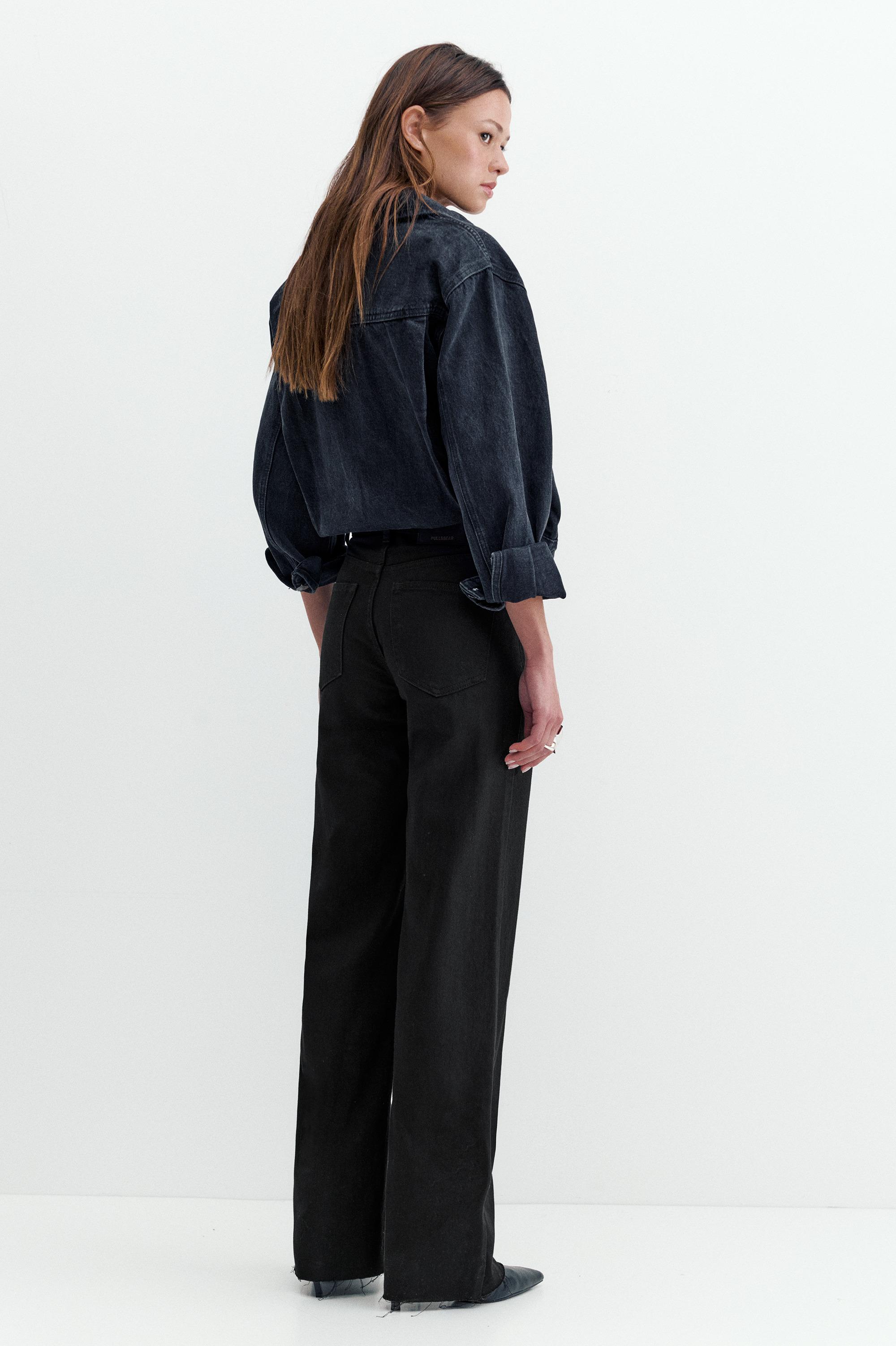 Yüksek bel geniş paça jean - Görsel 61