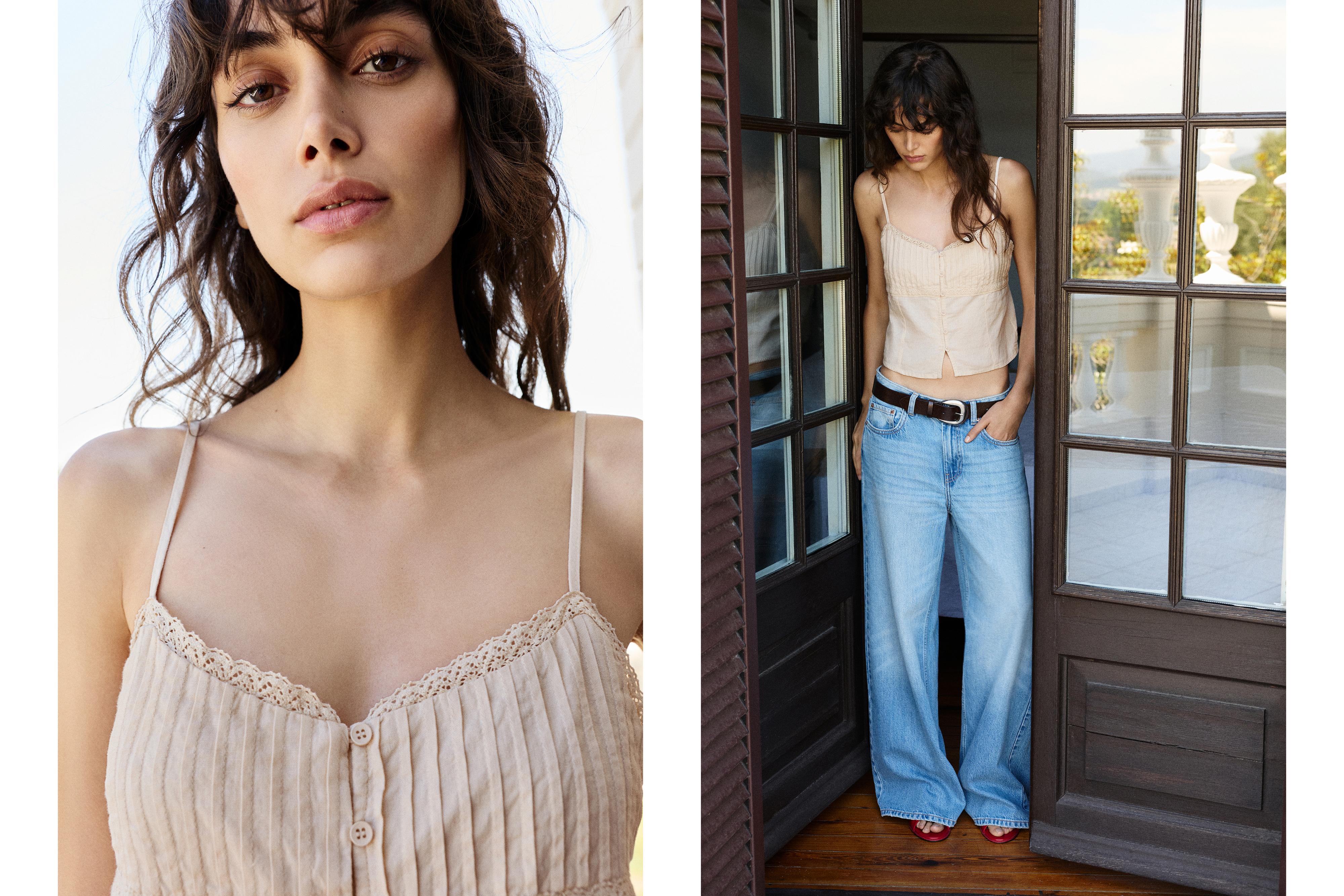 Linen blend camisole top — Sand