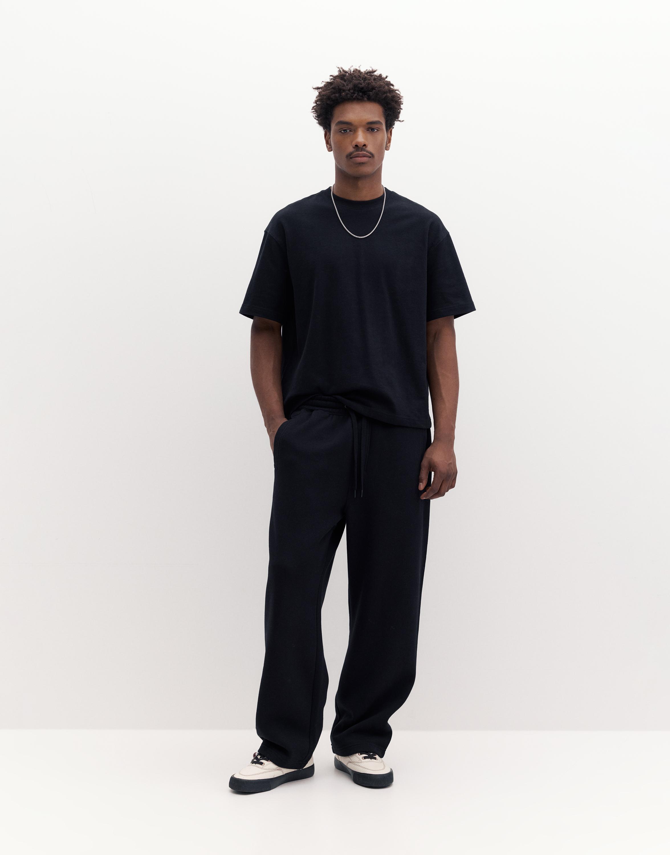 Basic baggy tracksuit bottoms — Black