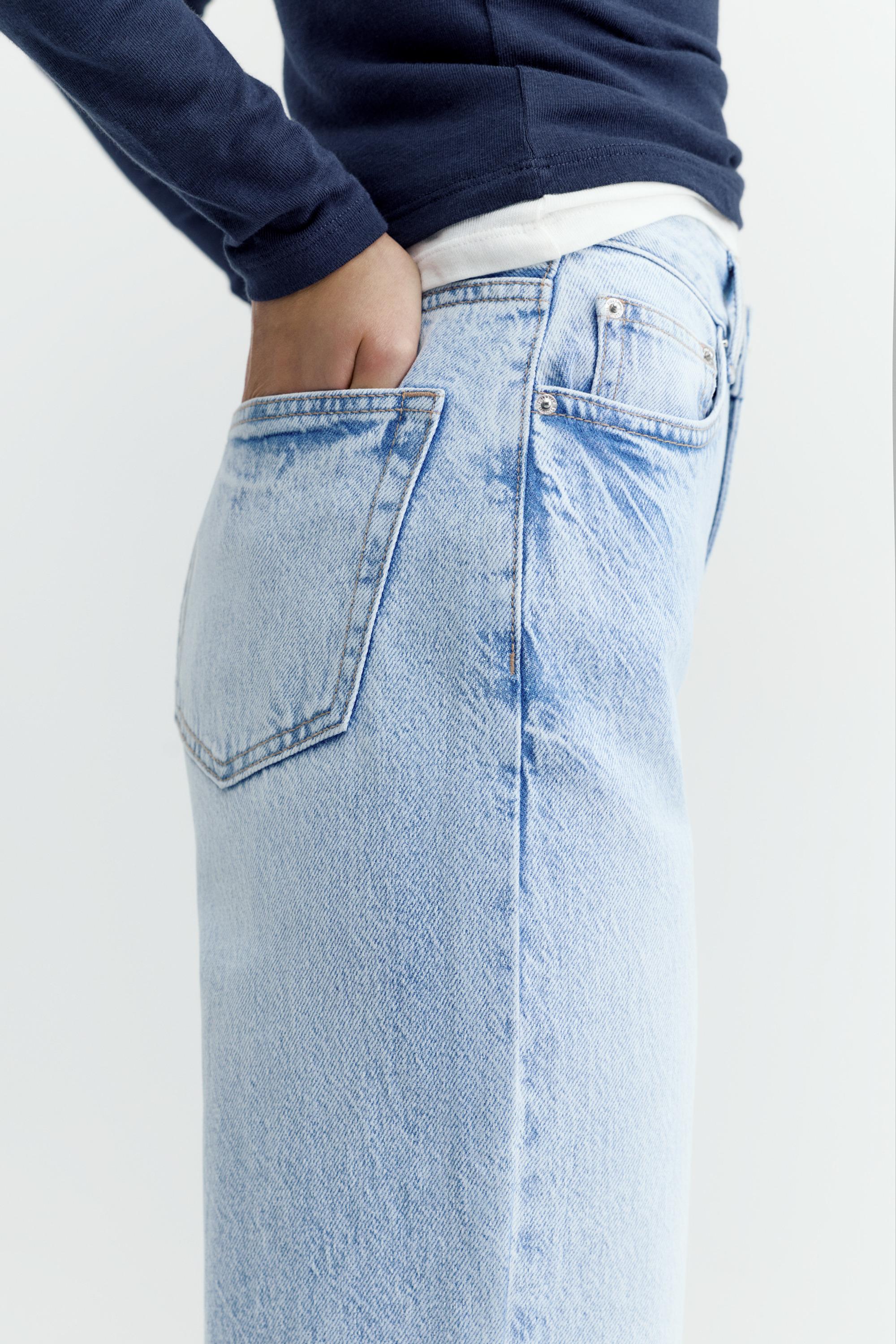 High-waist wide straight-leg jeans — Sky blue