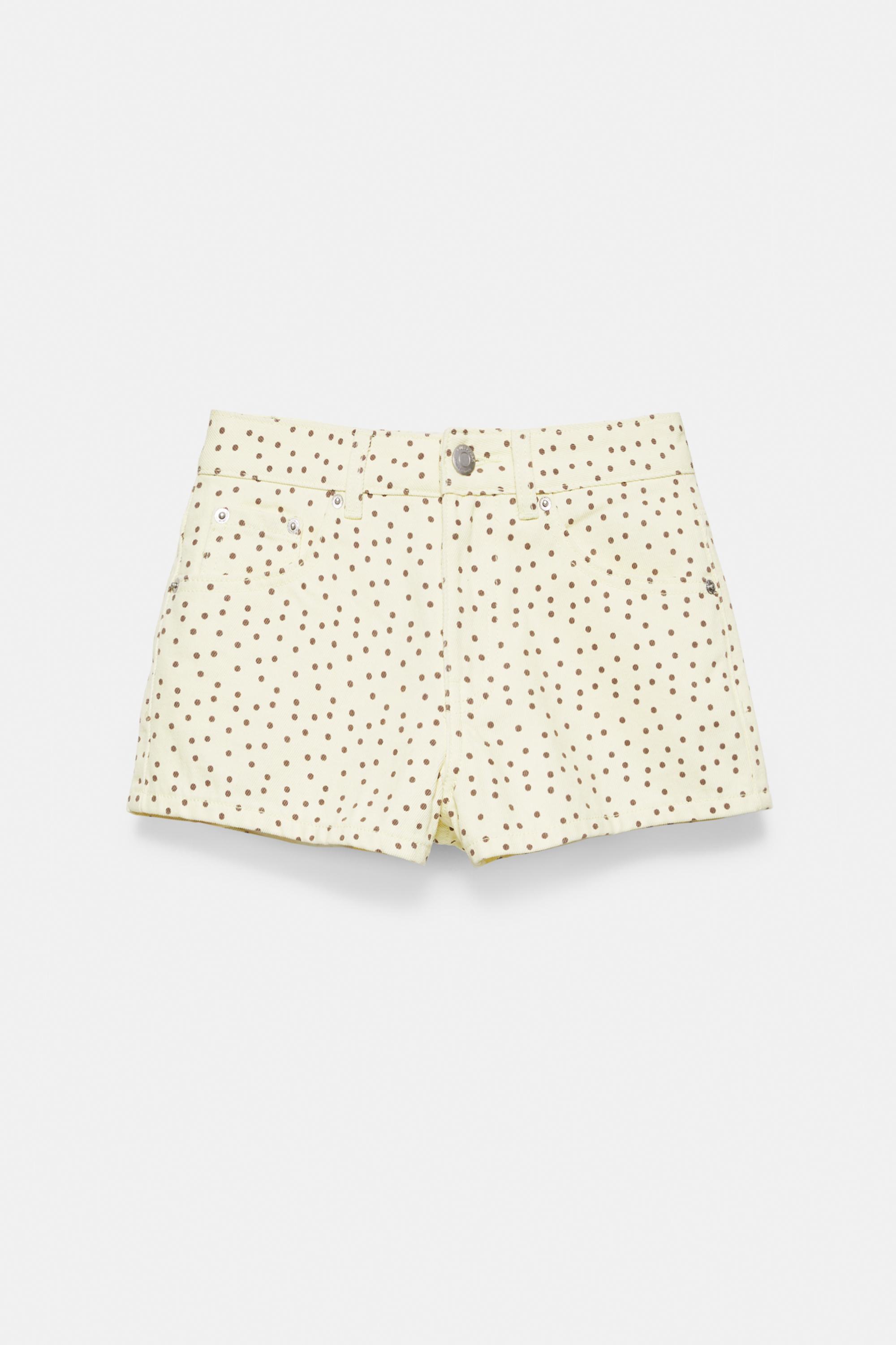 Mini polka dot shorts — Pale yellow