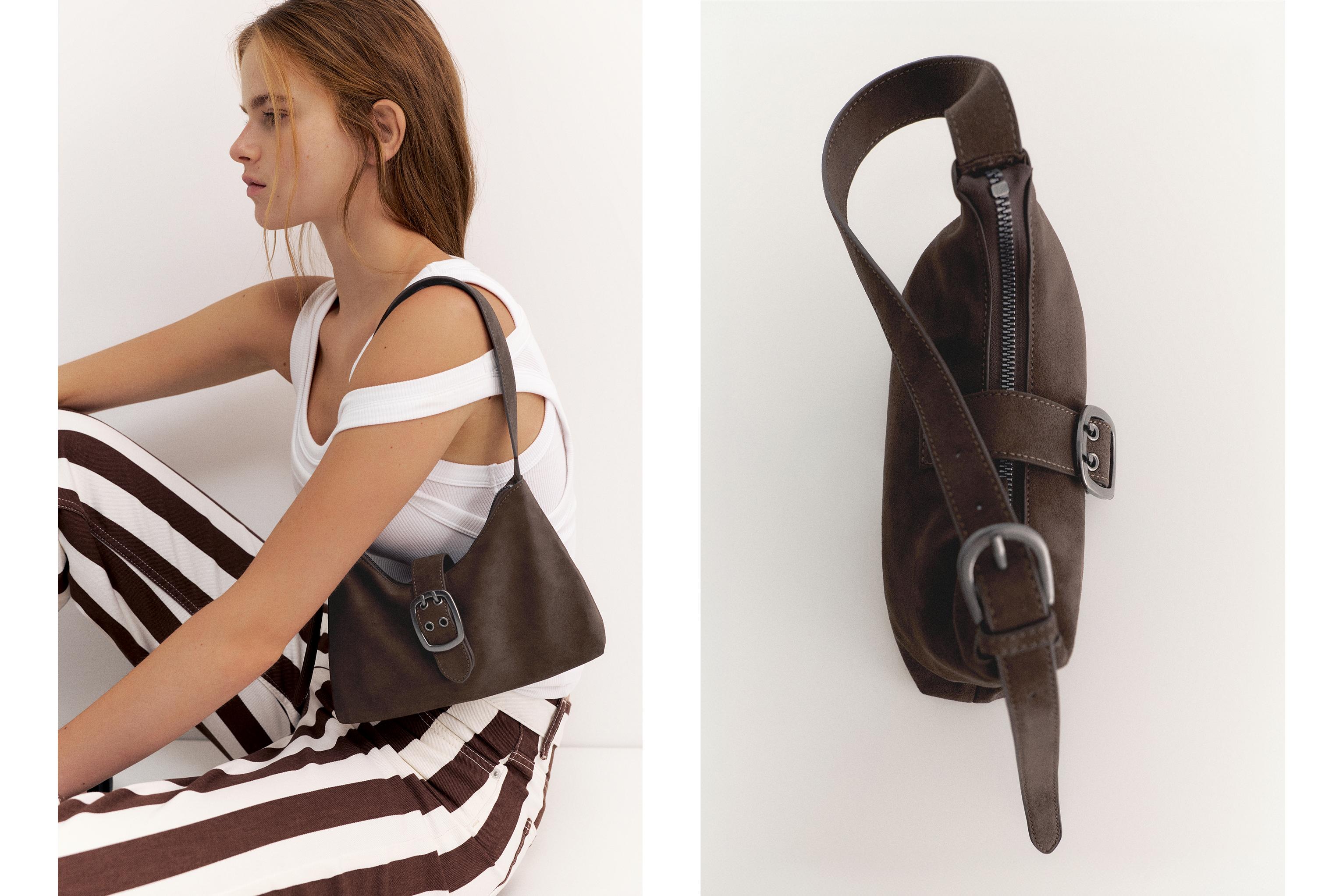 Buckle shoulder bag — Brown