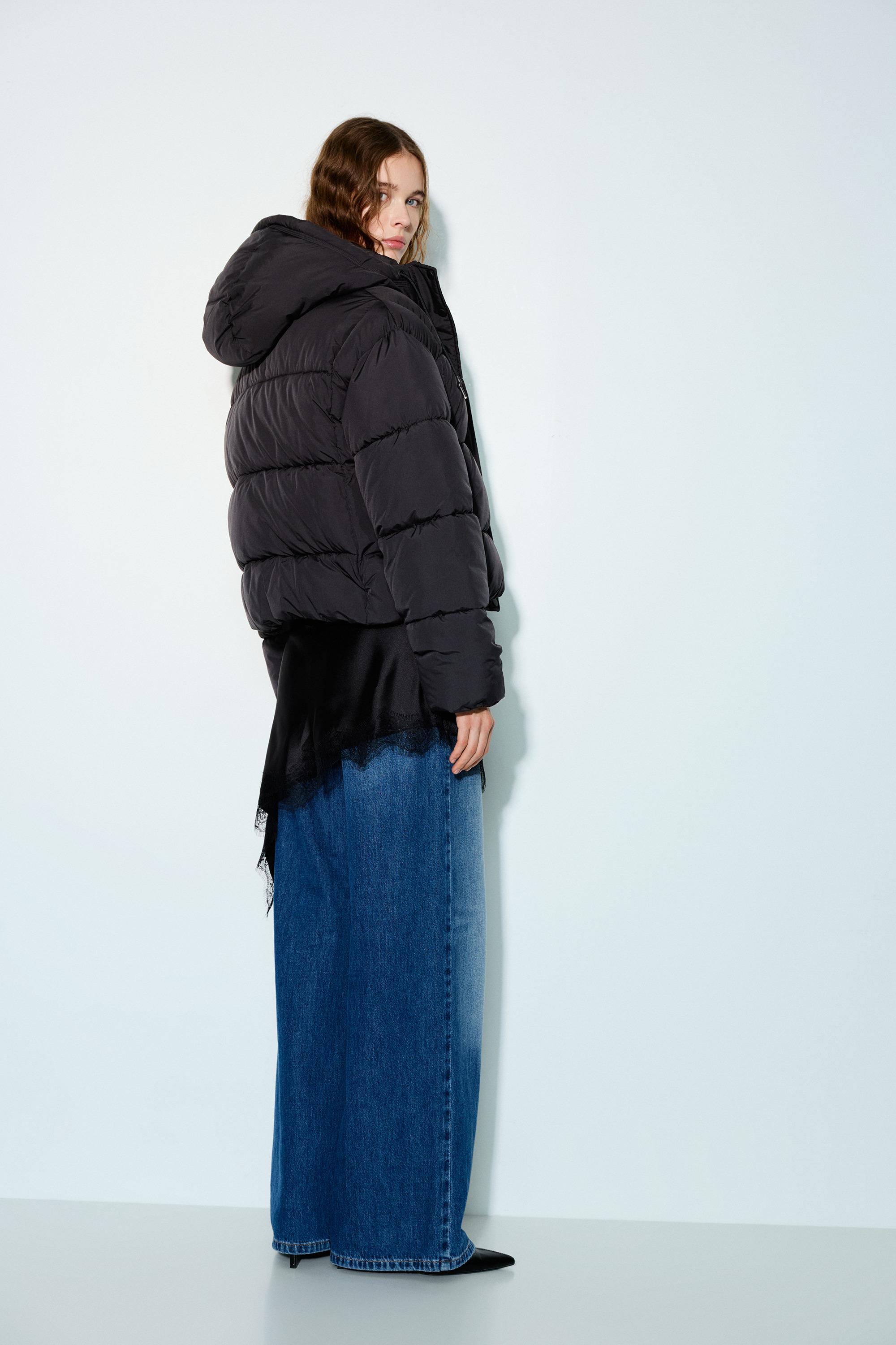 Hooded Padded Jacket — Black