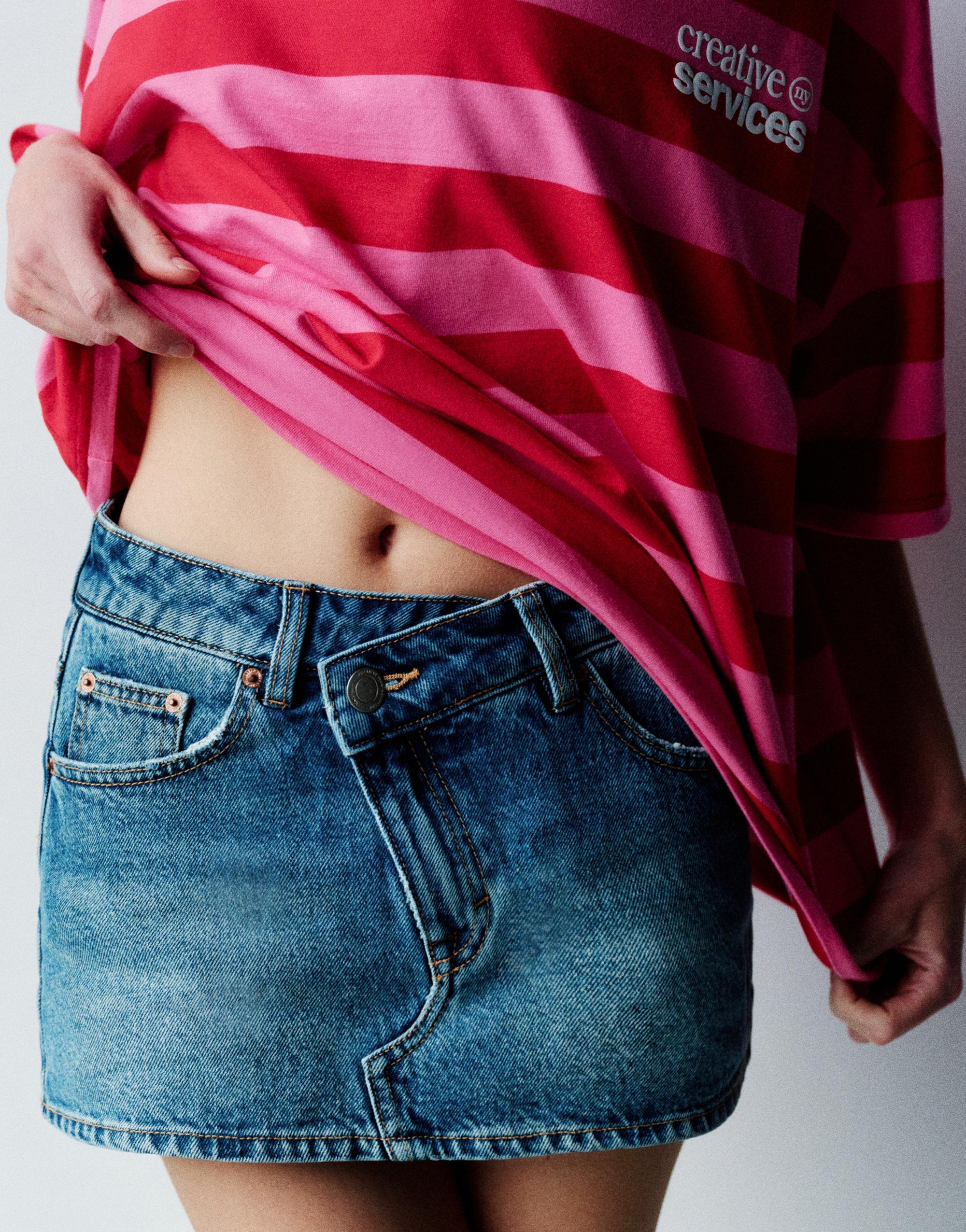 Çapraz belli kot şort etek - Görsel 13