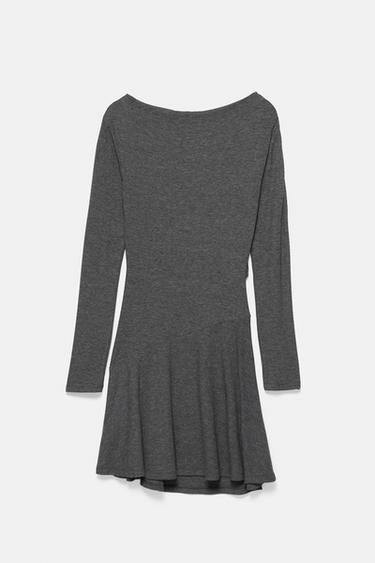 Short ruched soft-touch dress — Grey marl 6