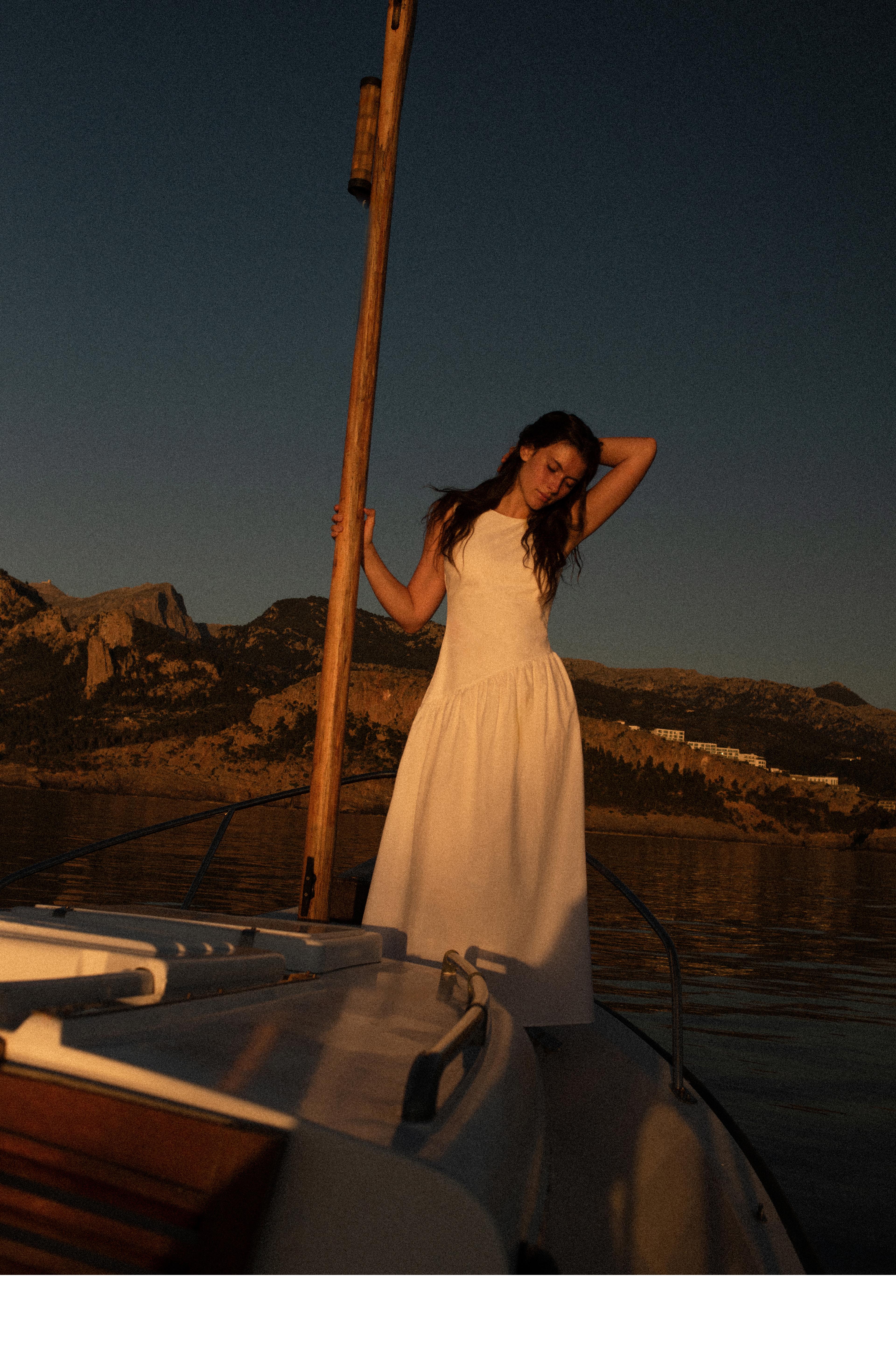 Poplin midi dress — White