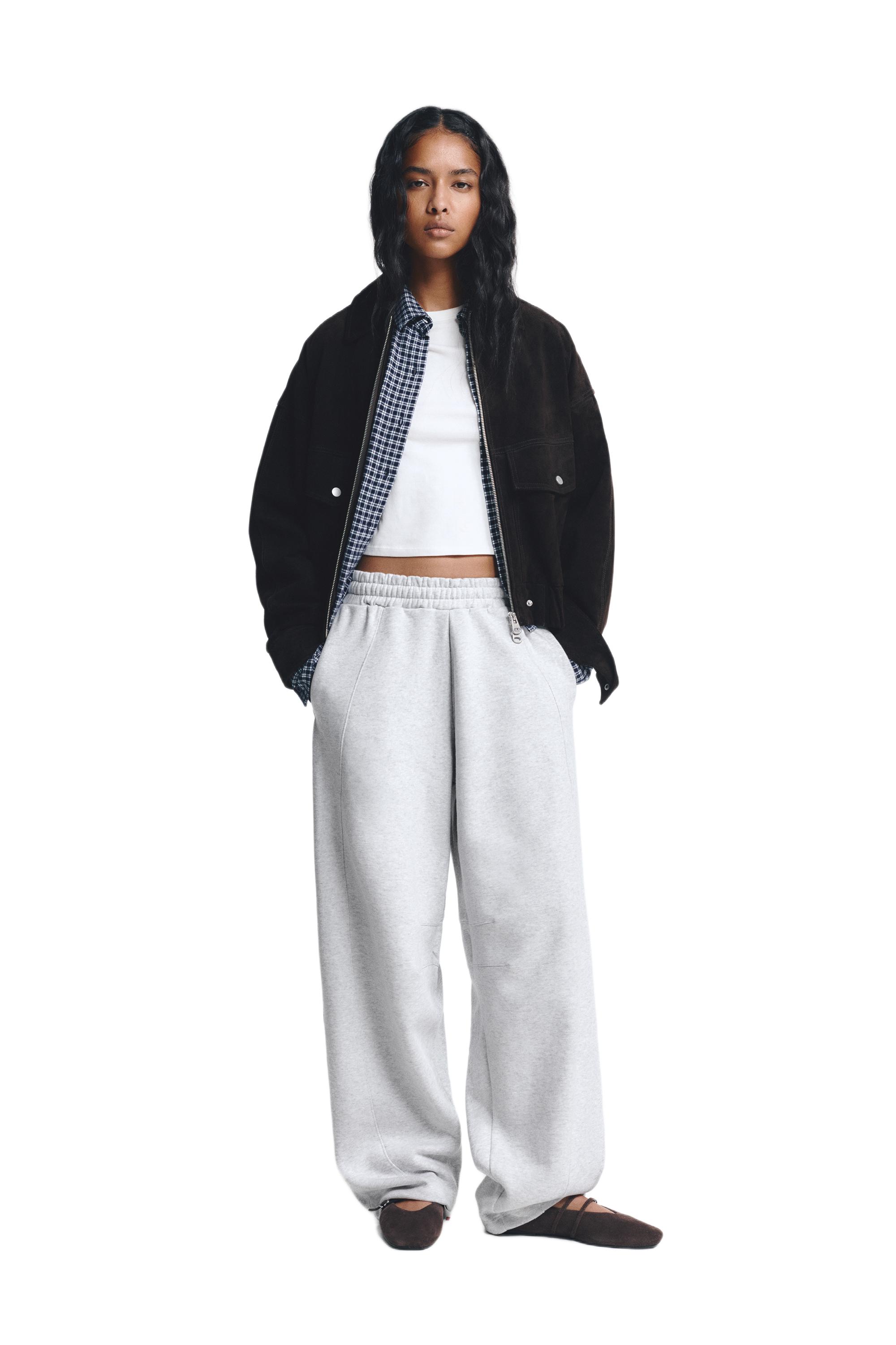 Barrel fit tracksuit trousers — Grey marl