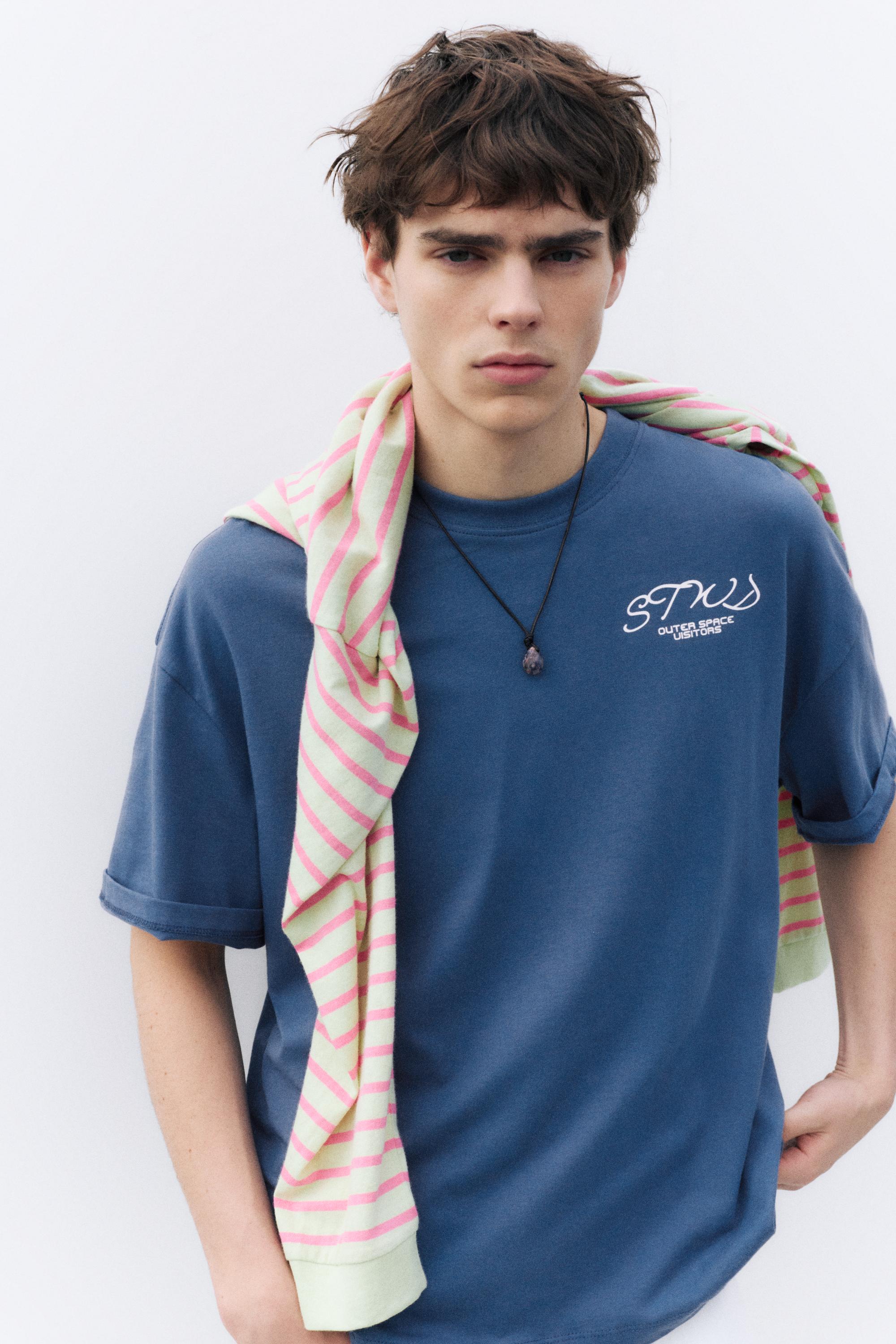 Boxy-fit graphic T-shirt — Navy