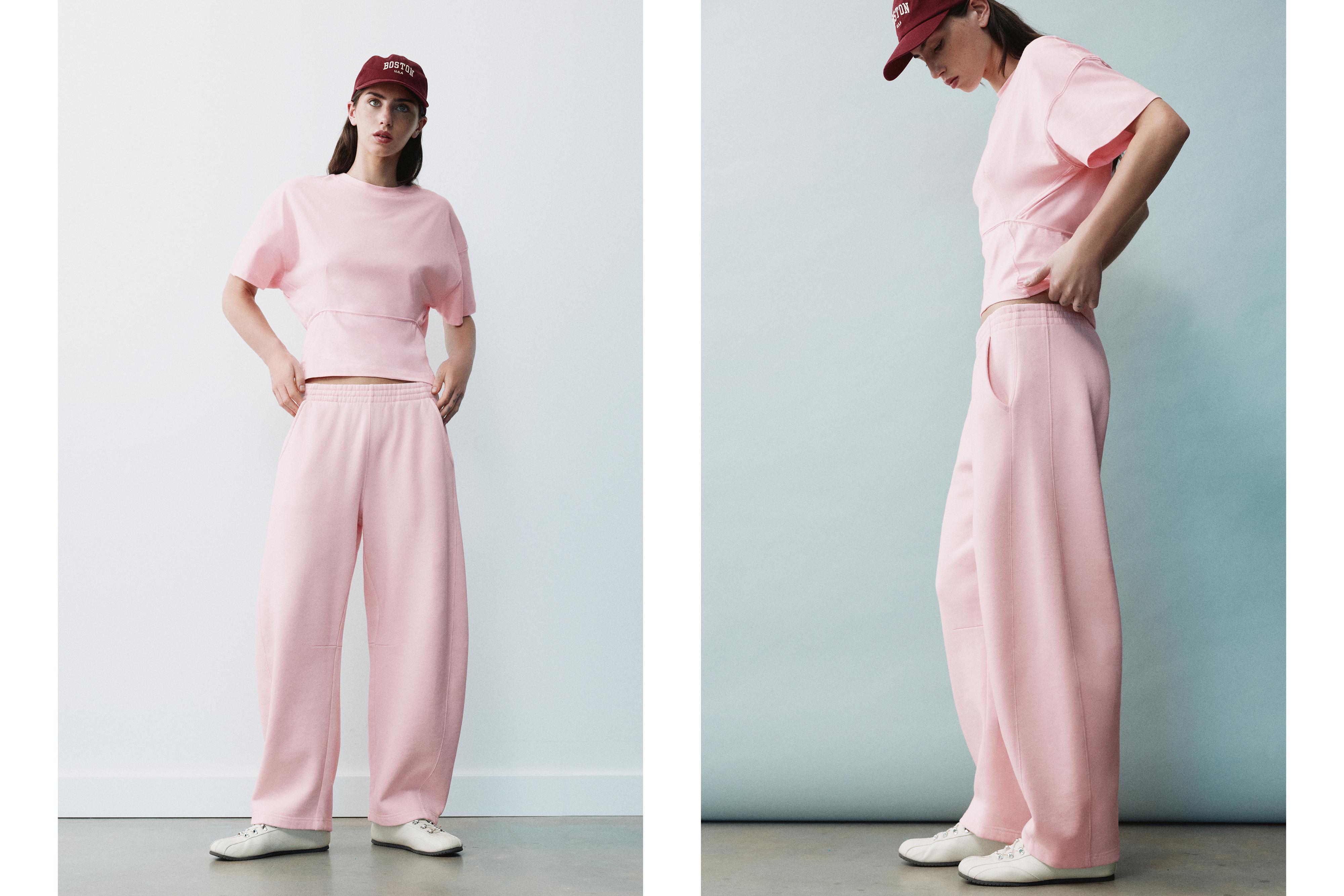 Barrel-leg joggers — Pastel pink
