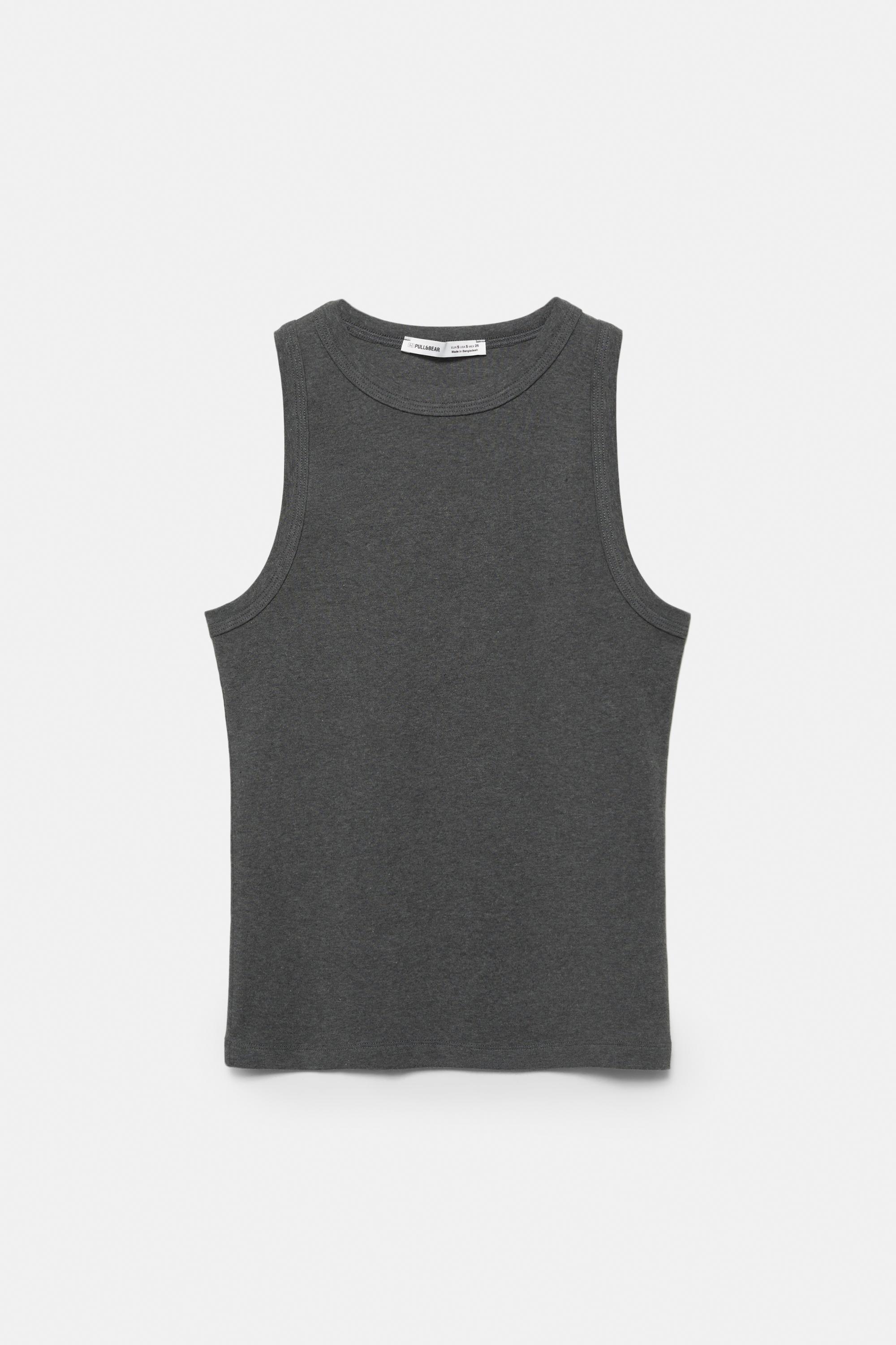Round neck tank top — Medium marl