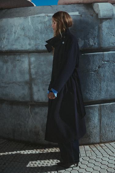 High neck belted coat — Navy 3