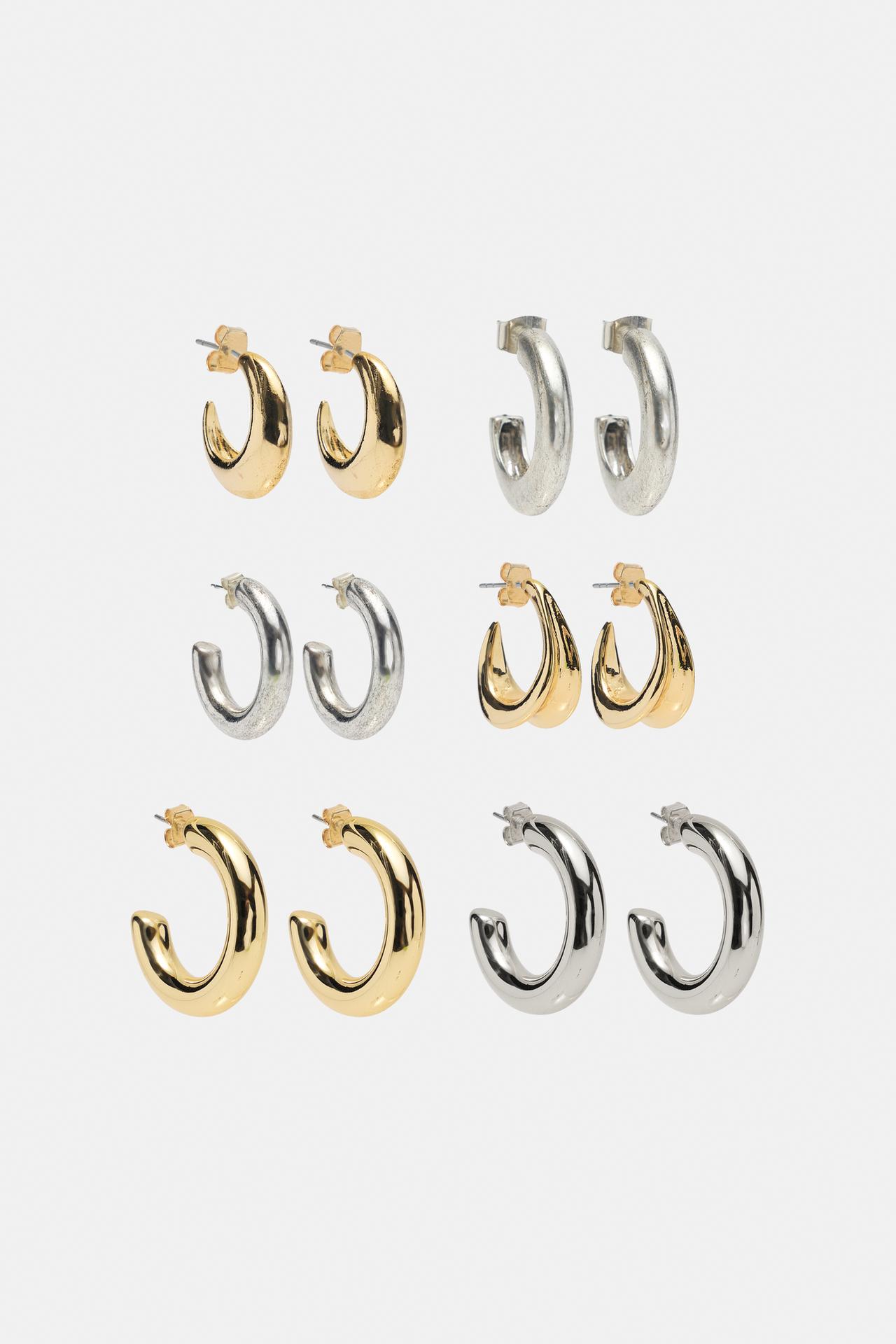 6-pack of hoop earrings — Gold