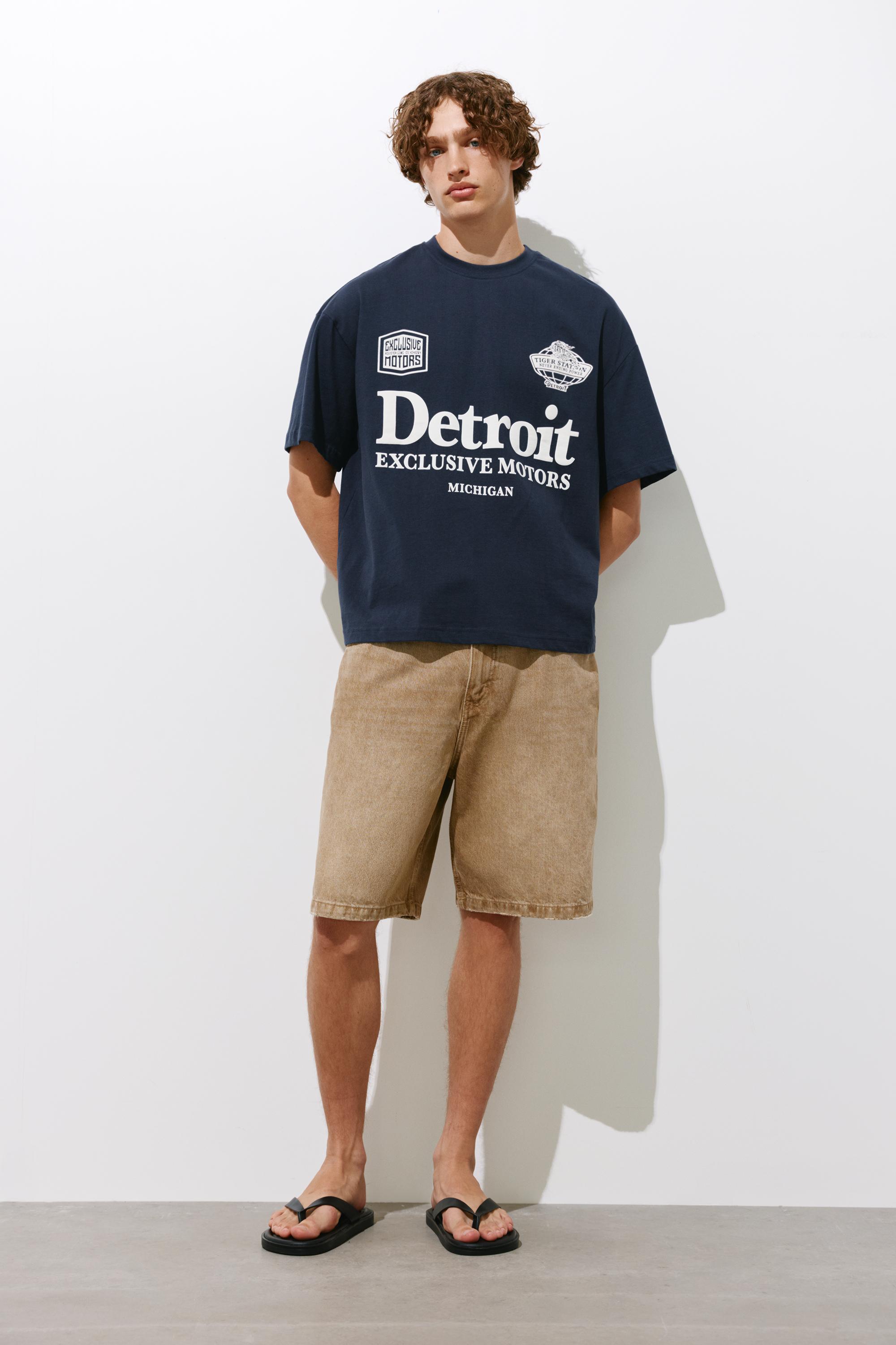 Boxy Detroit T-shirt — Dark navy