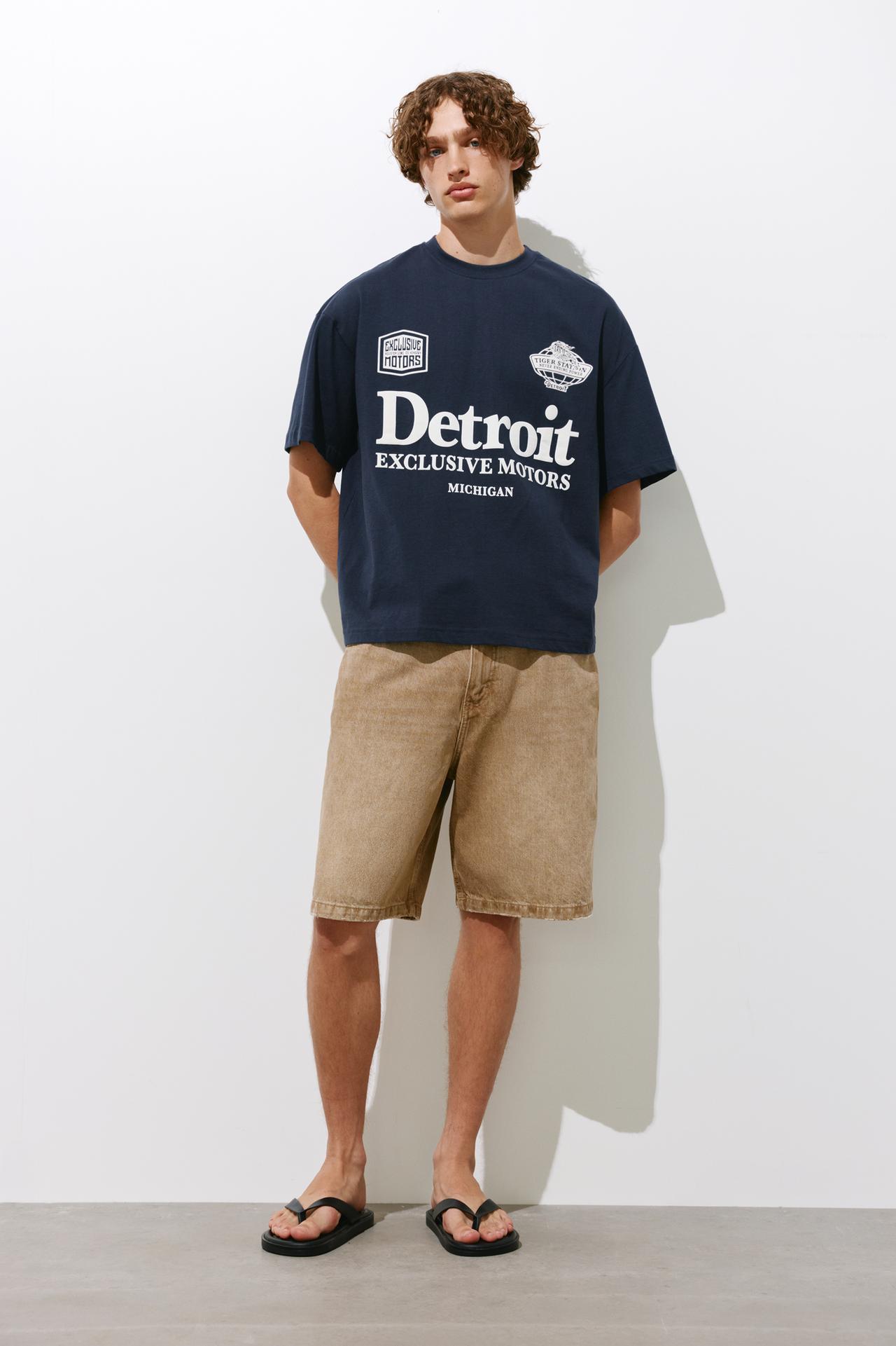 Boxy Detroit T-shirt — Dark navy