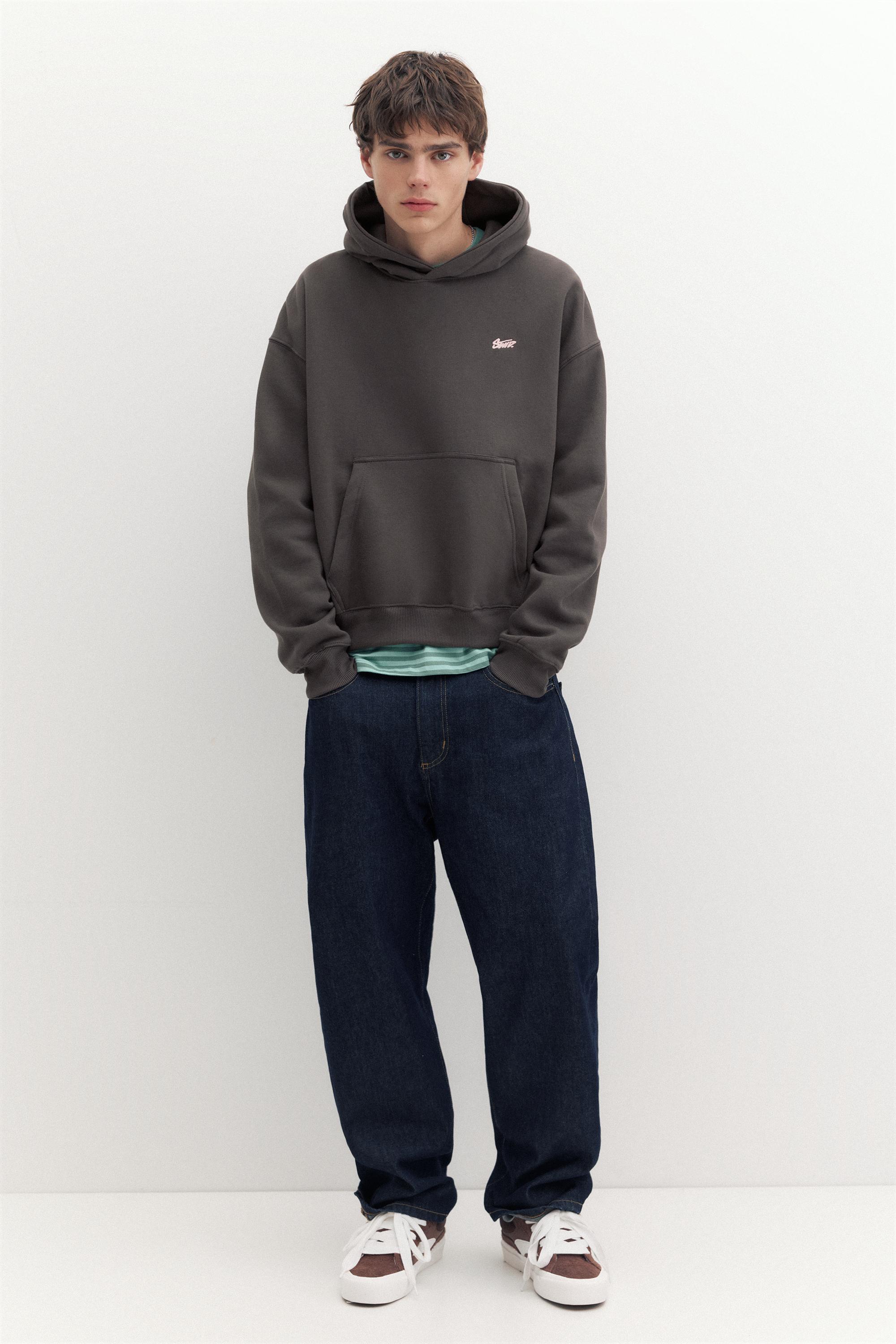STWD logo boxy hoodie — Anthracite grey