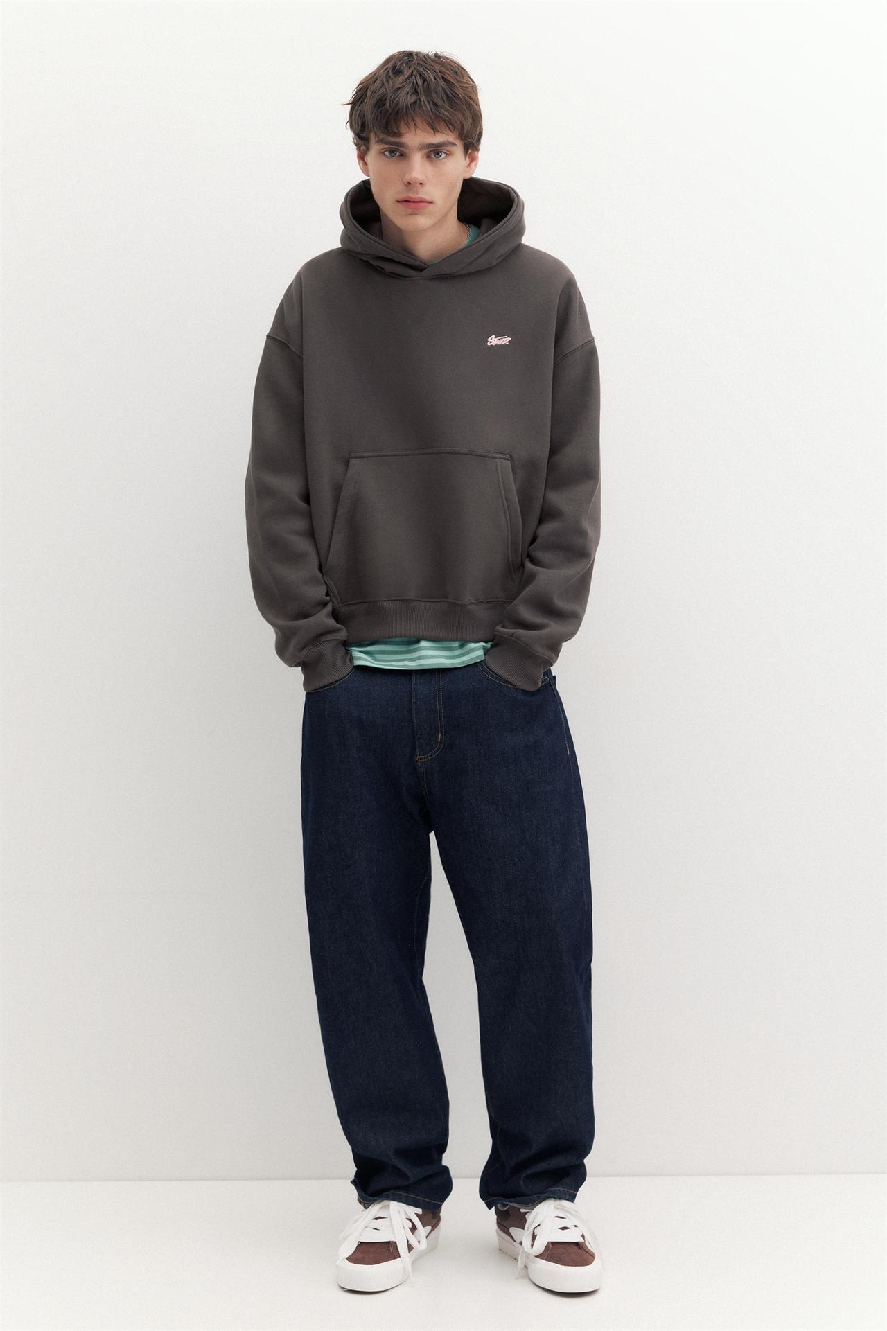 STWD logo boxy hoodie — Anthracite grey