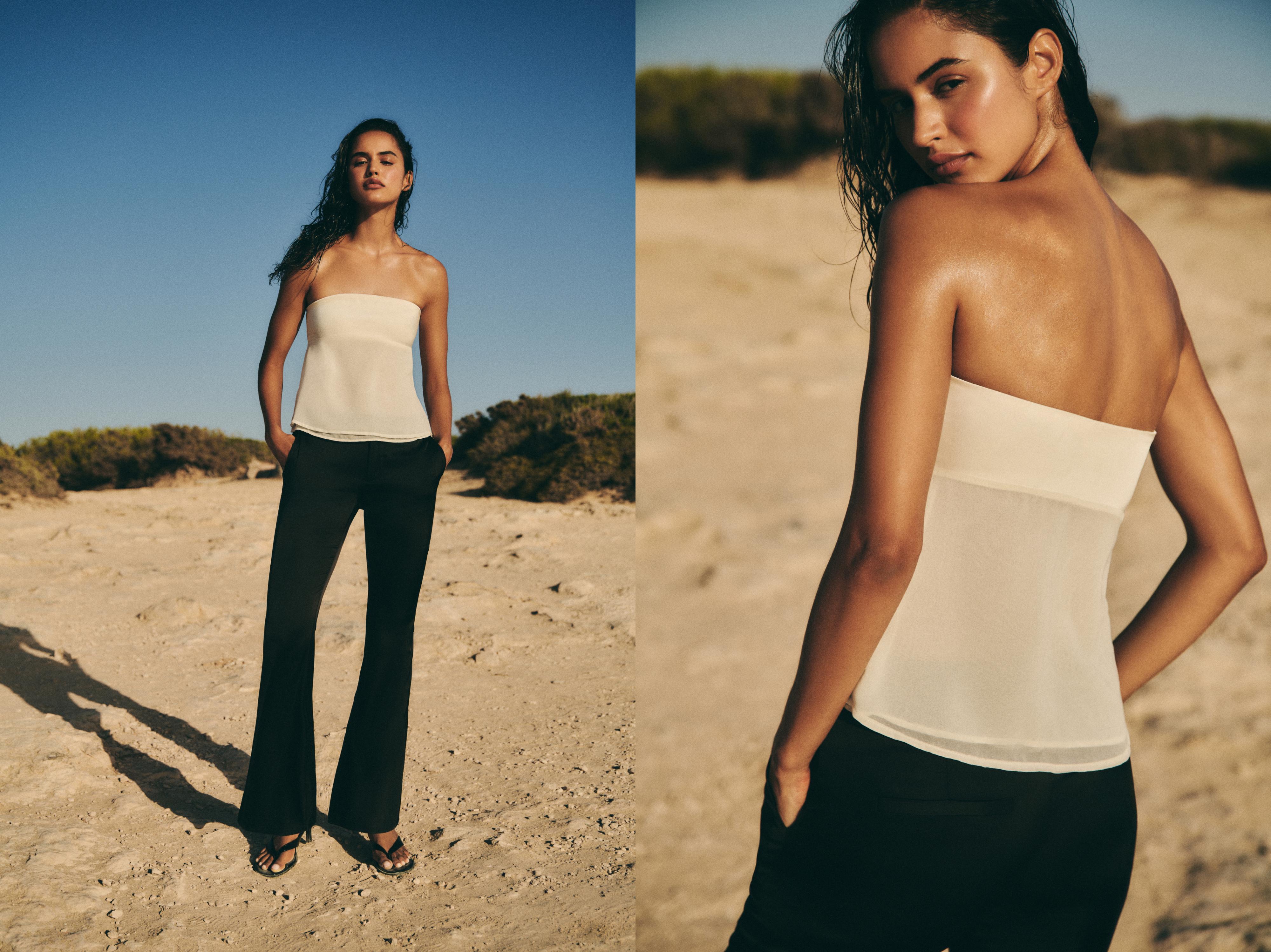 Satin flared trousers — Black