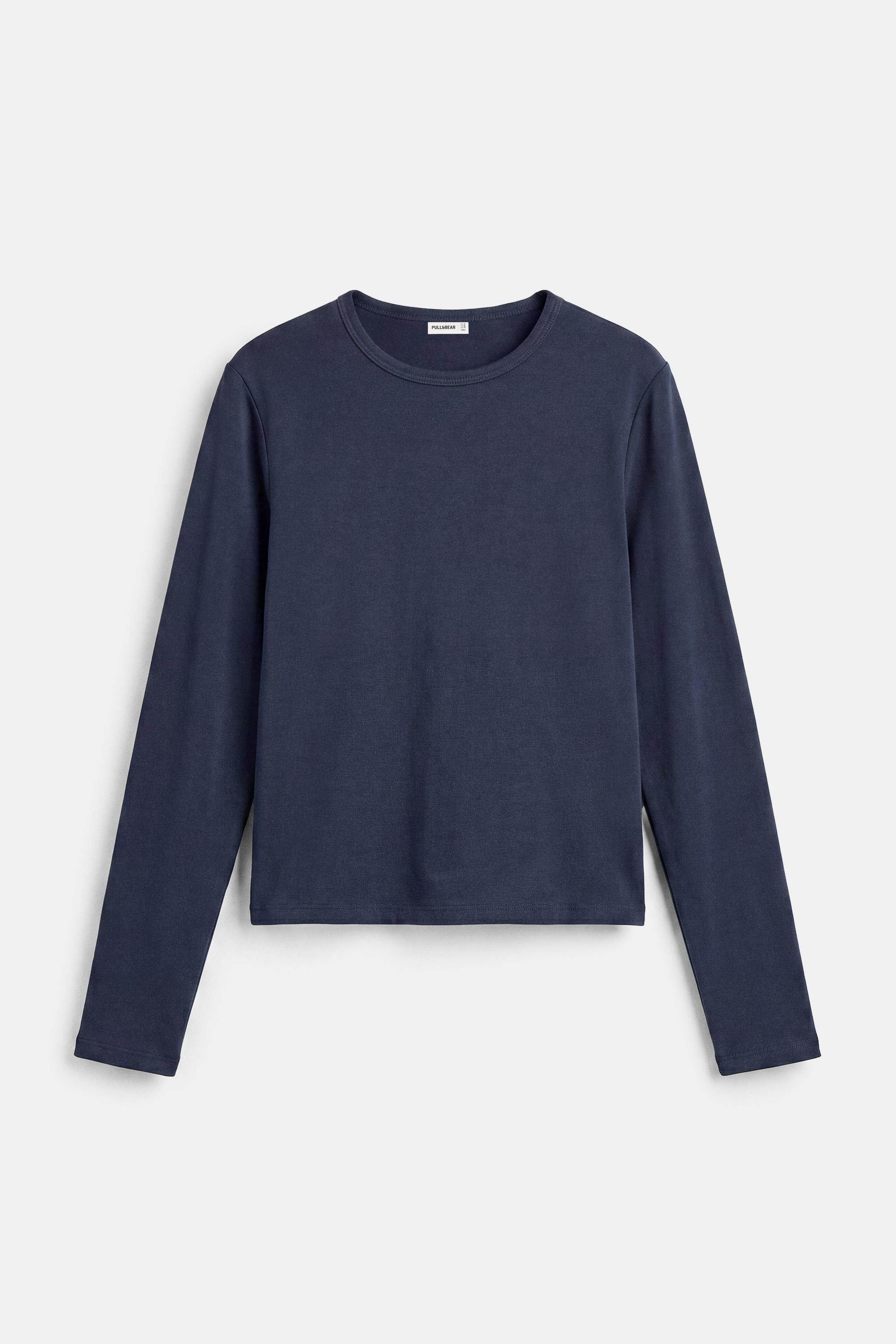 Fitted long sleeve T-shirt — Navy