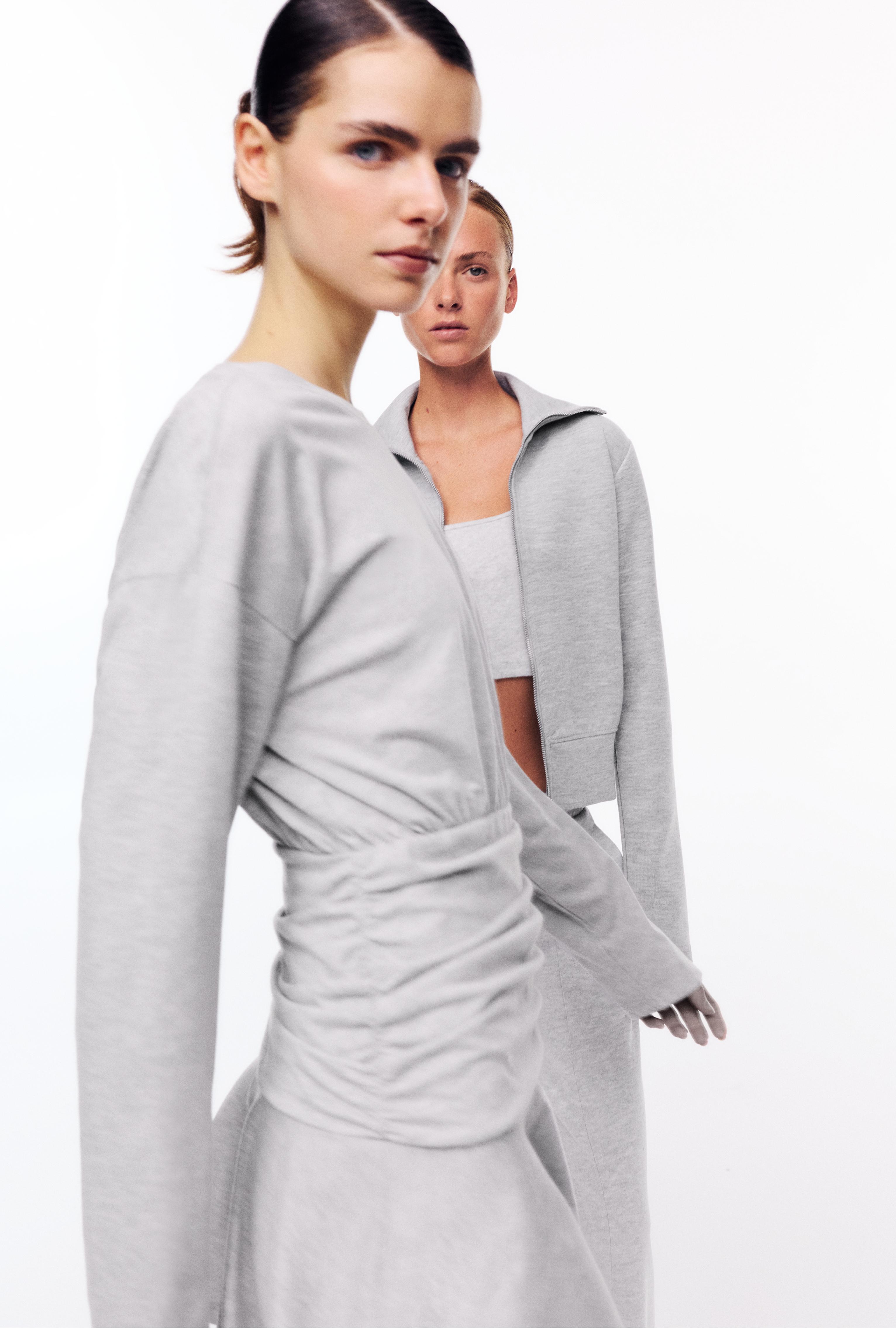Short gathered dress — Grey marl