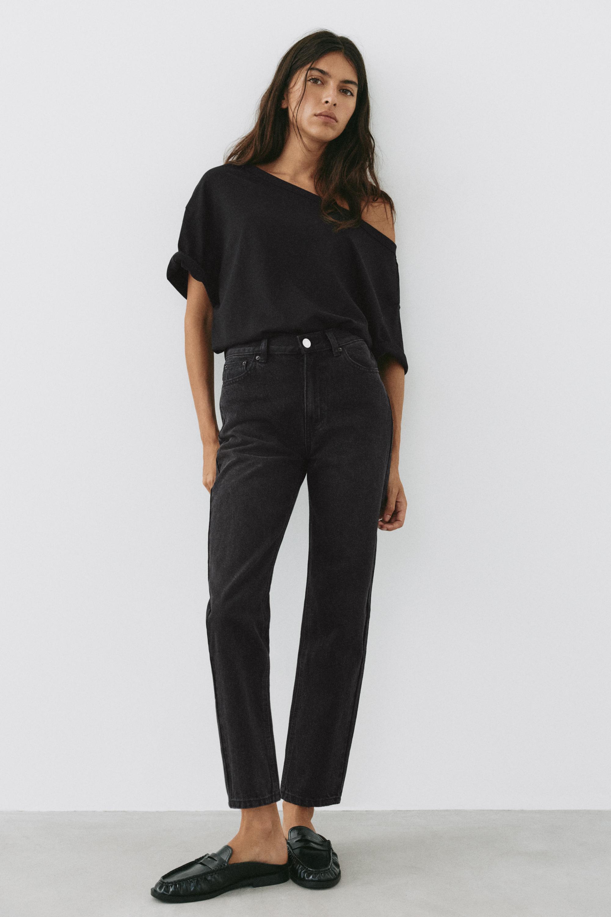 High-waist mom jeans — Black