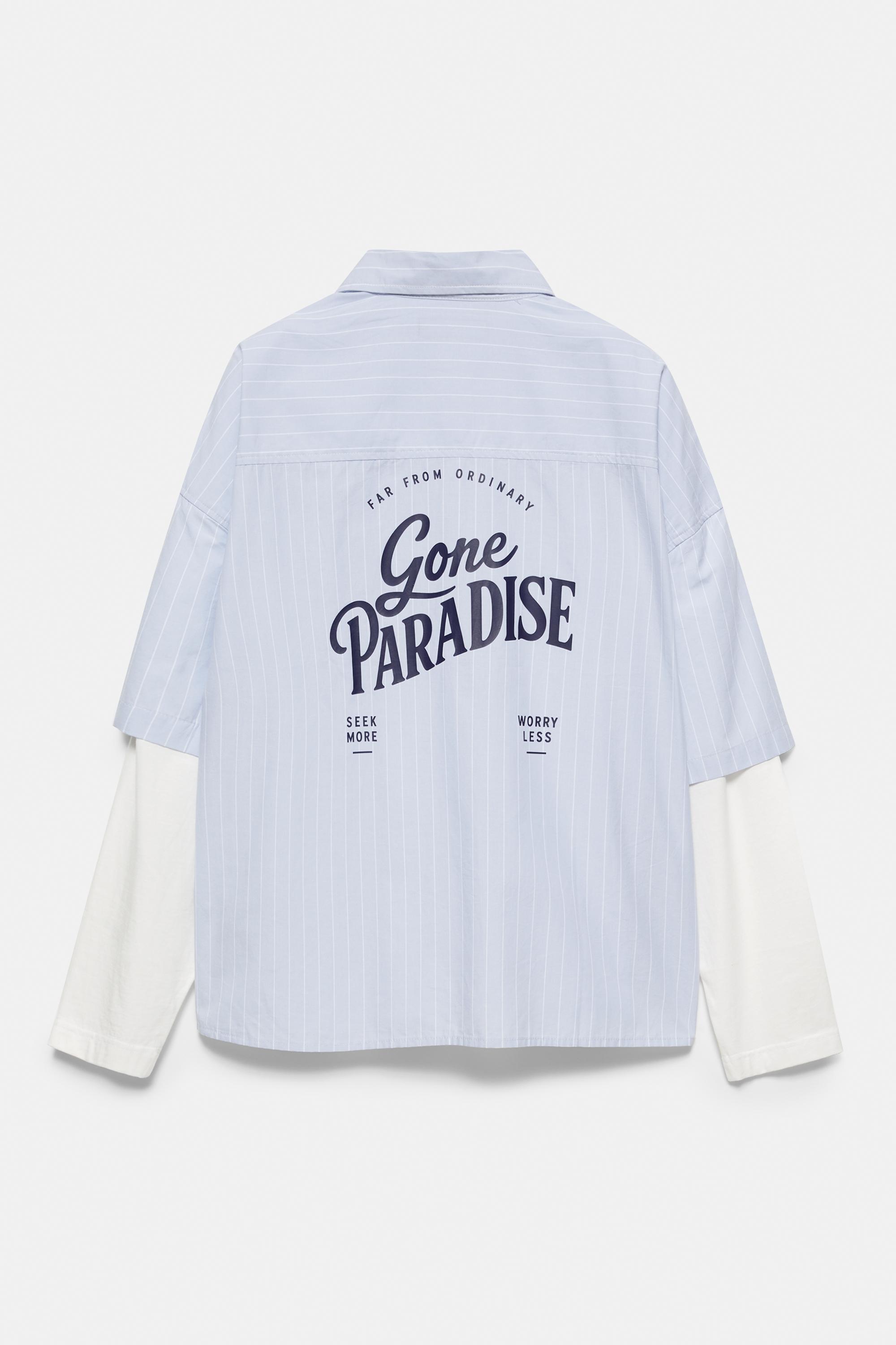 Double sleeve graphic shirt — Pale blue