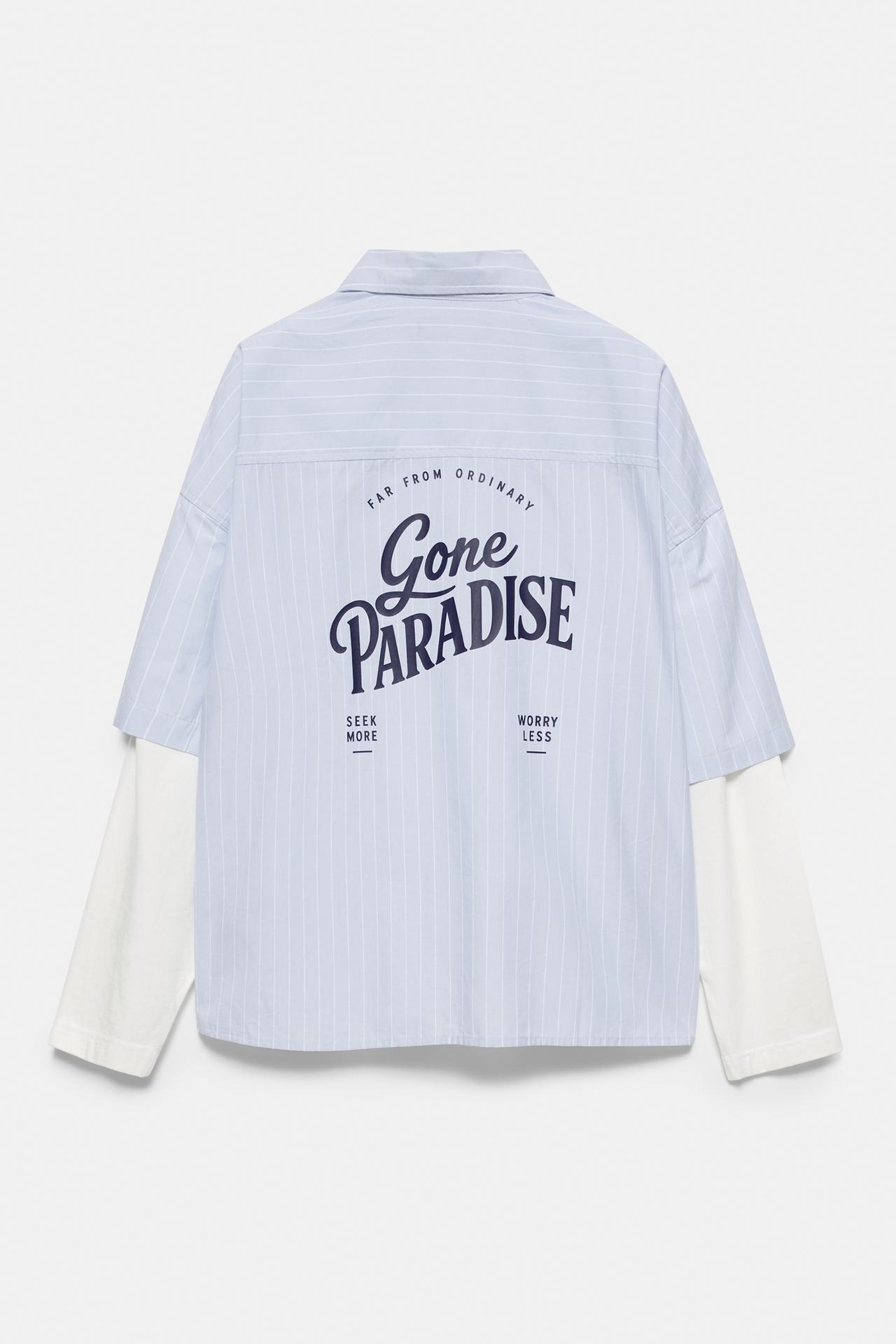 Double sleeve graphic shirt — Pale blue