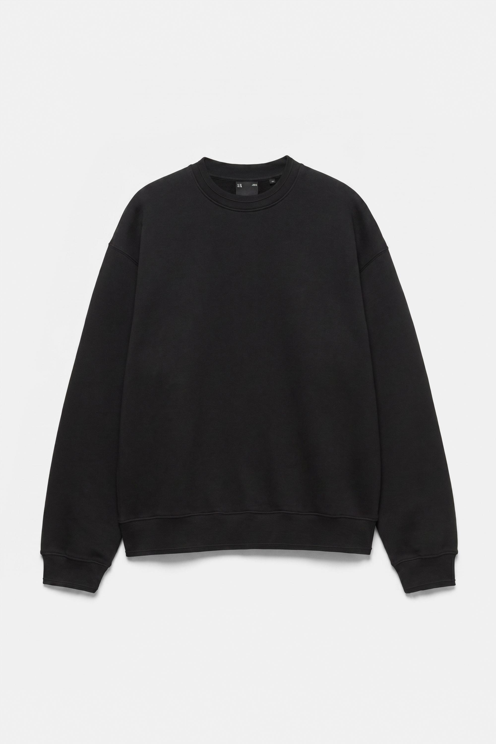 Relaxed fit round neck sweatshirt — Black