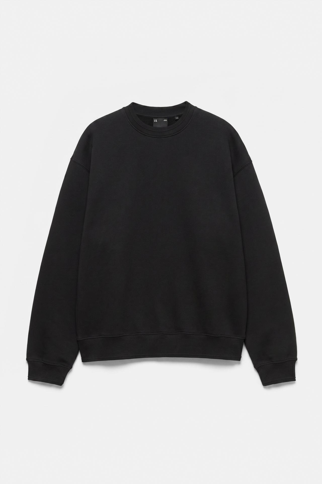 Relaxed fit round neck sweatshirt — Black