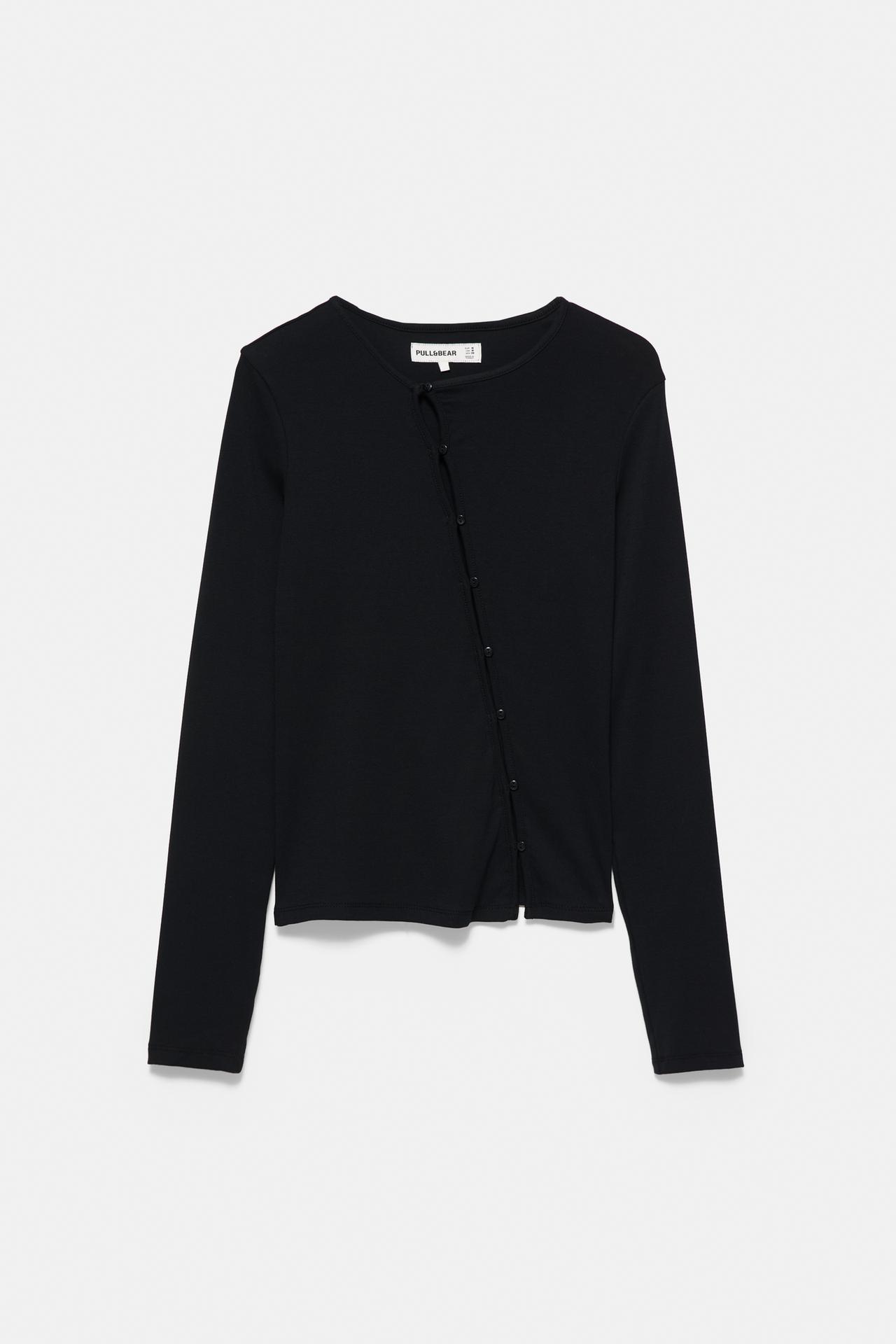 Asymmetric buttoned cardigan — Black