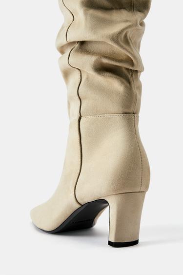 Ruched tall boots — Ecru 4