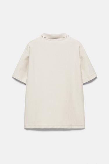 Textured short sleeve polo shirt — Stone 2
