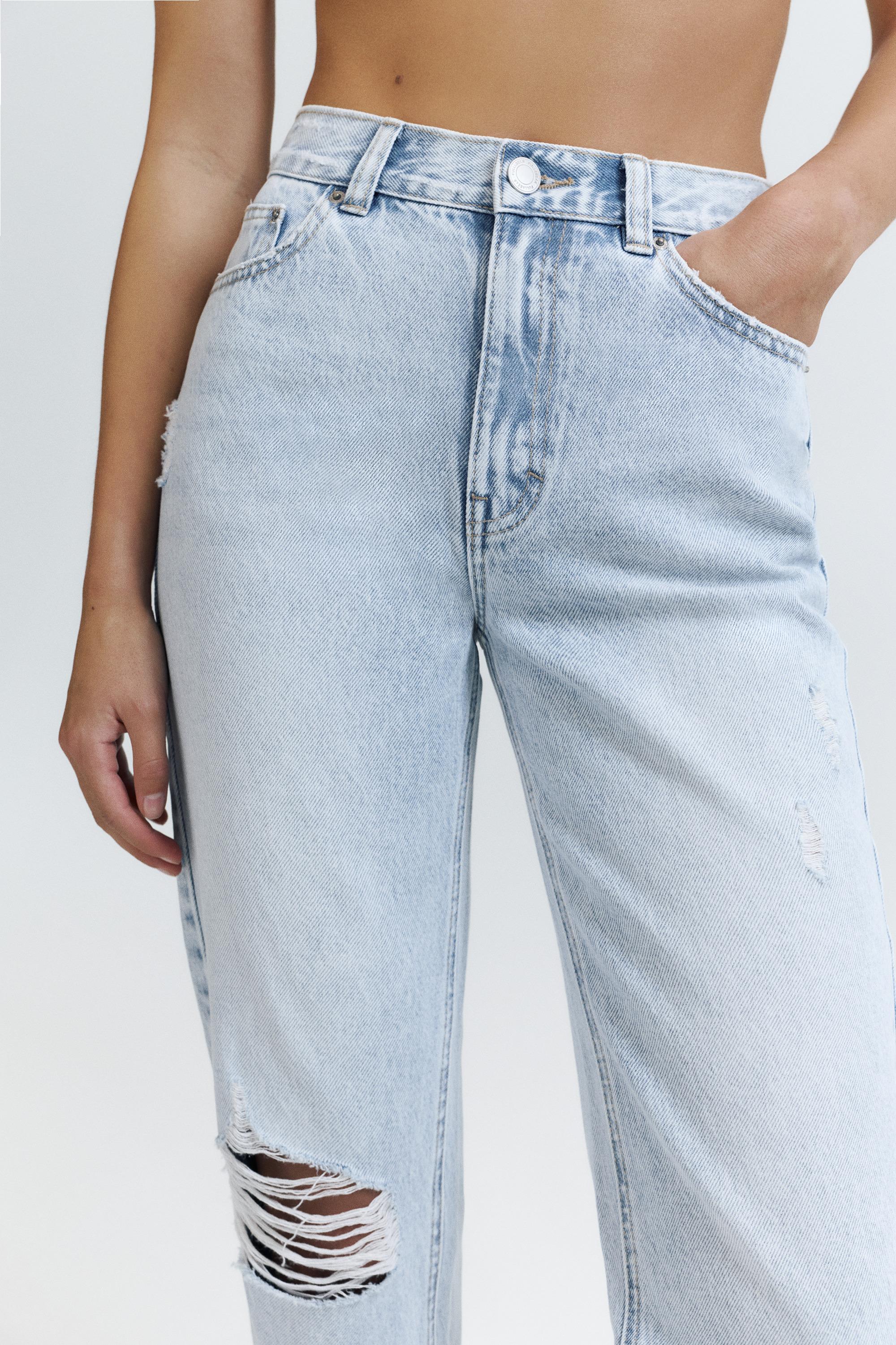 Ripped mom fit jeans — Sky blue
