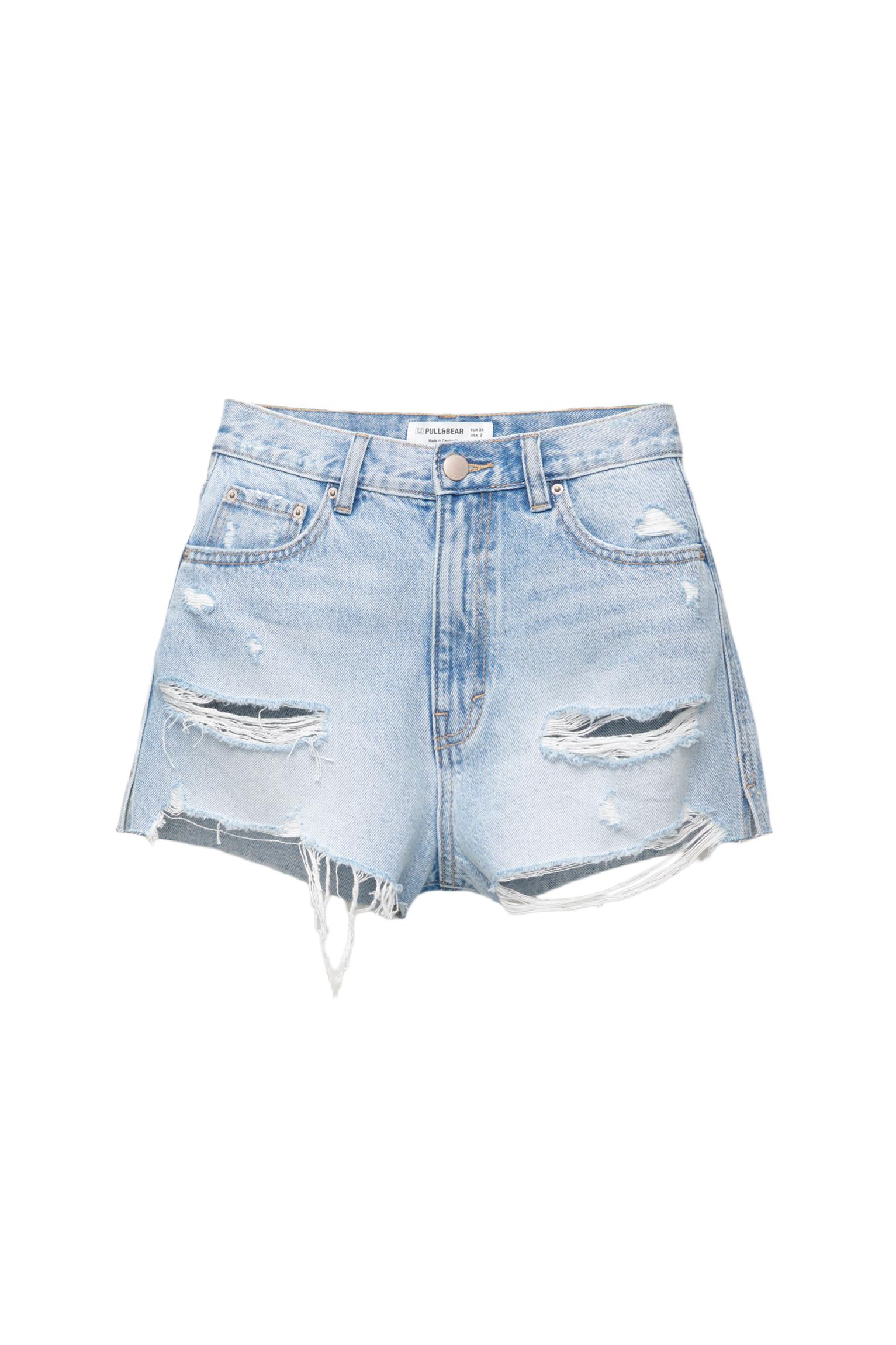 Yırtık detaylı denim şort - Görsel 87