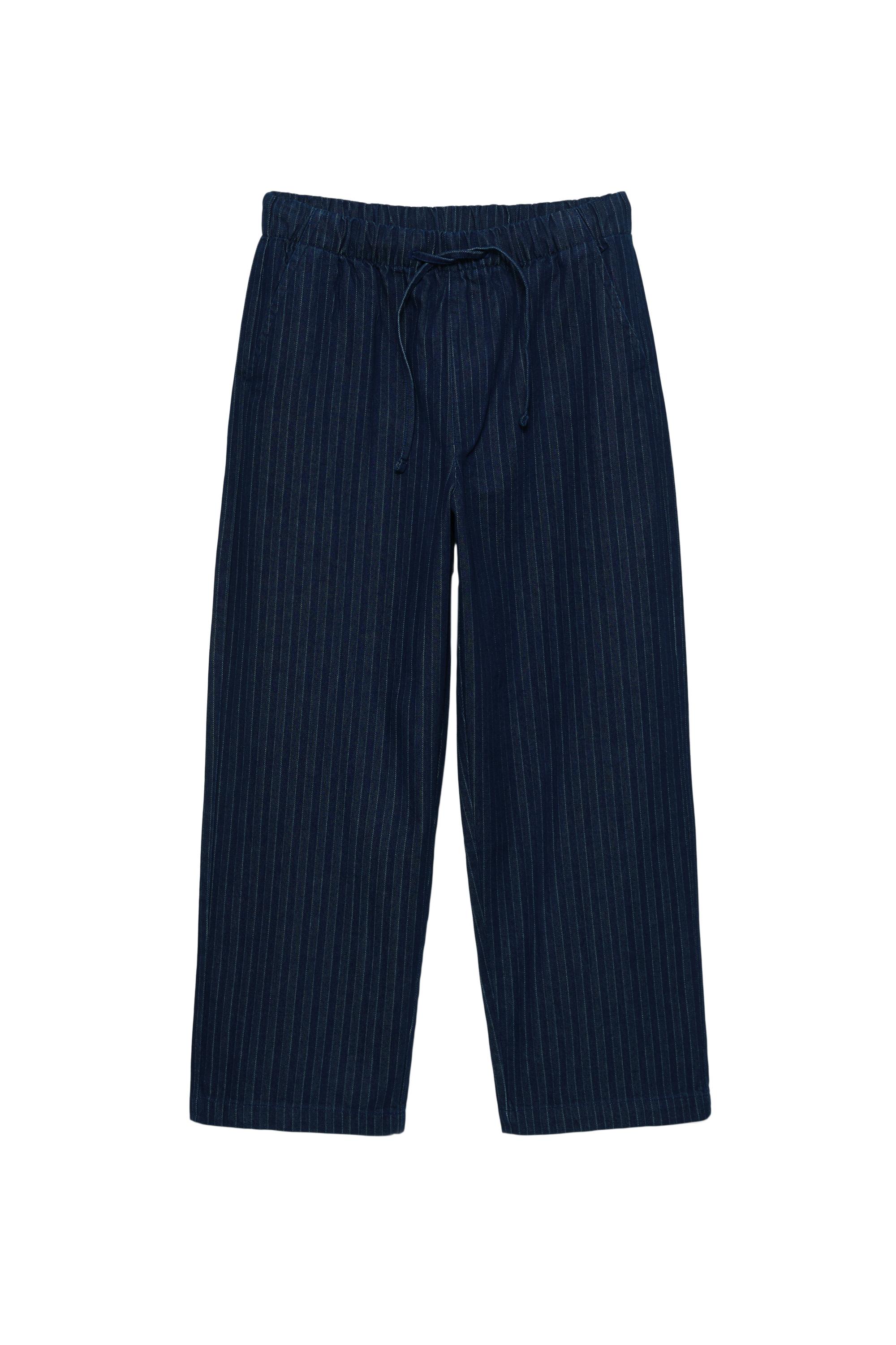 Çizgili jean jogger pantolon - Görsel 11