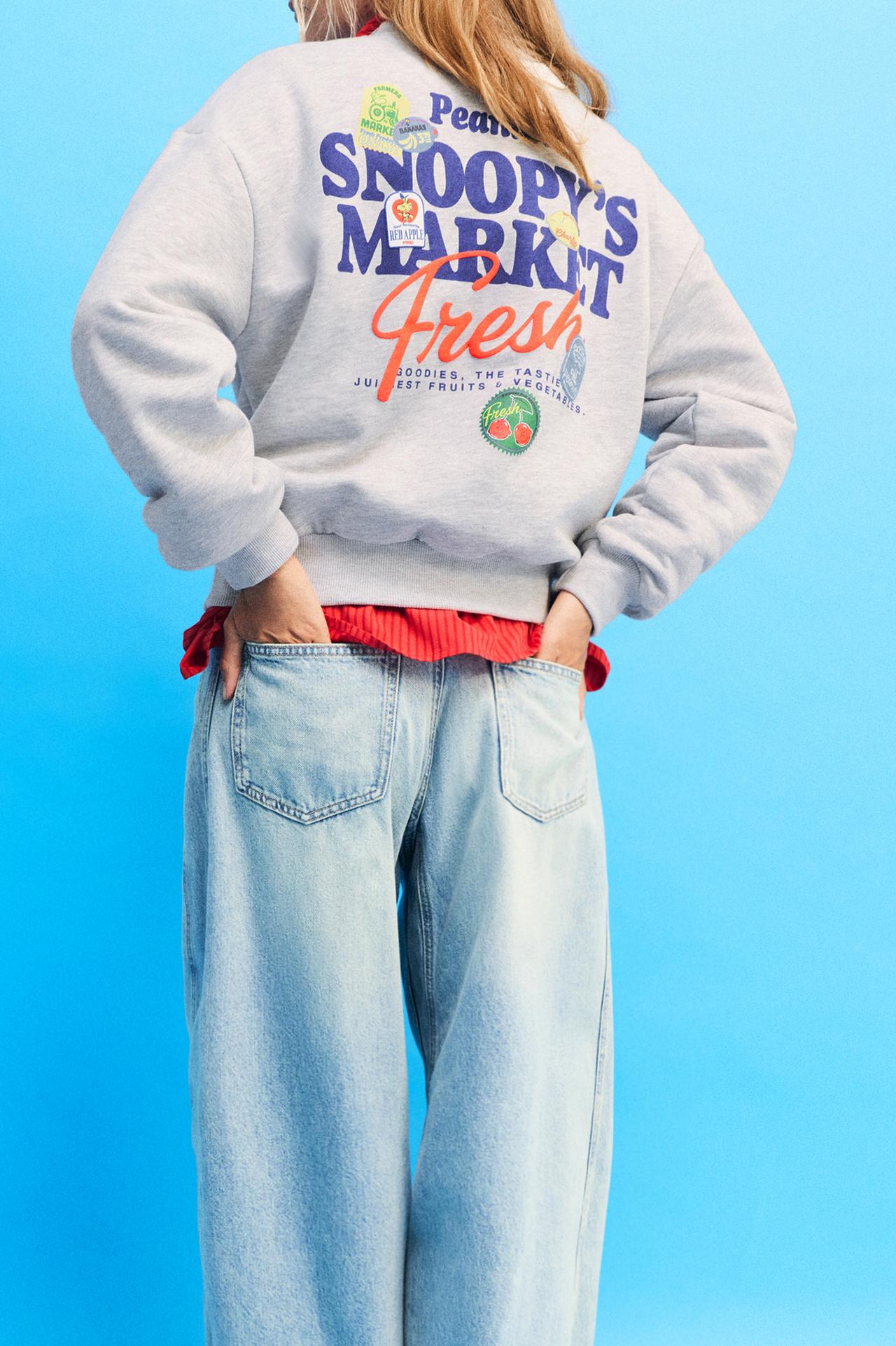 Snoopy round neck sweatshirt — Grey marl