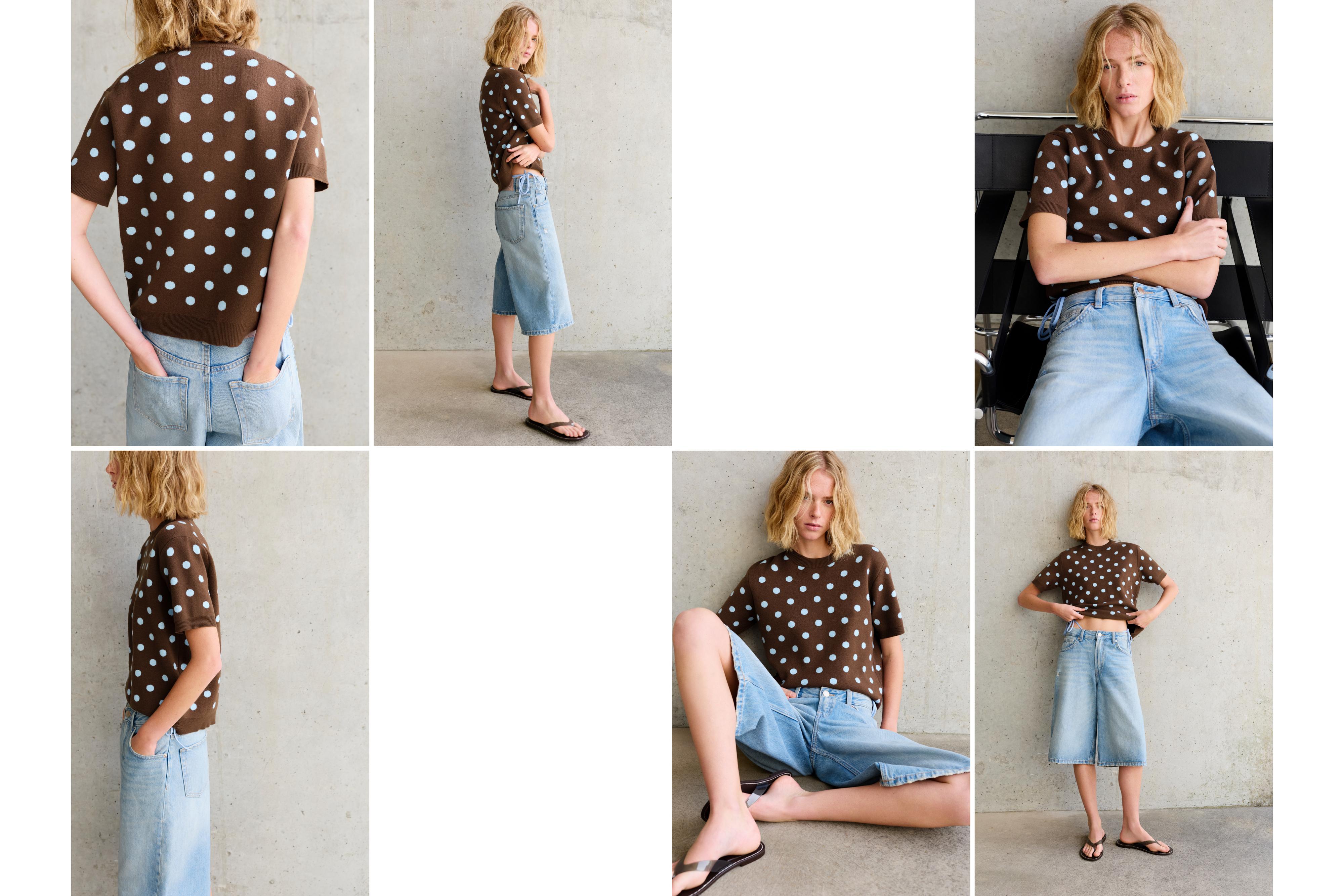 Puantiye desenli kısa kollu top - Görsel 27