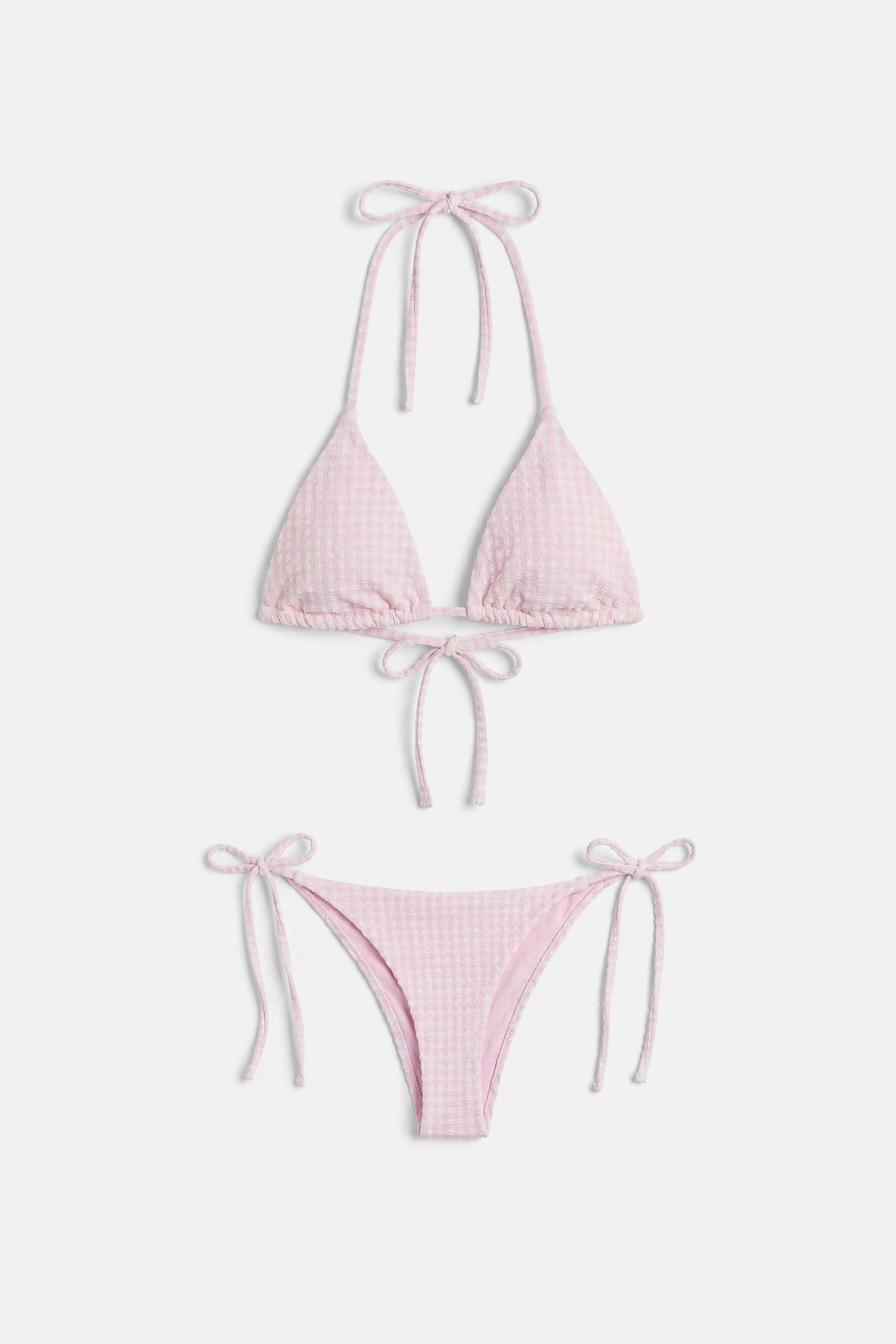 Gingham bikini top — Pink
