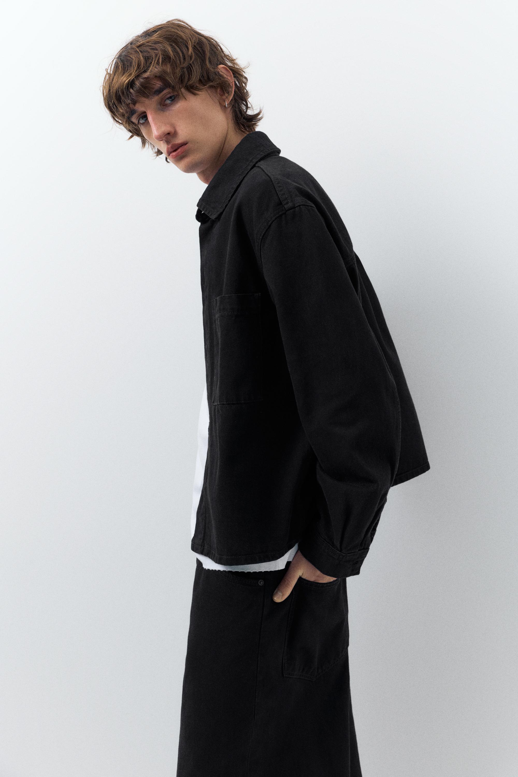 Uzun kollu denim ceket - Görsel 6