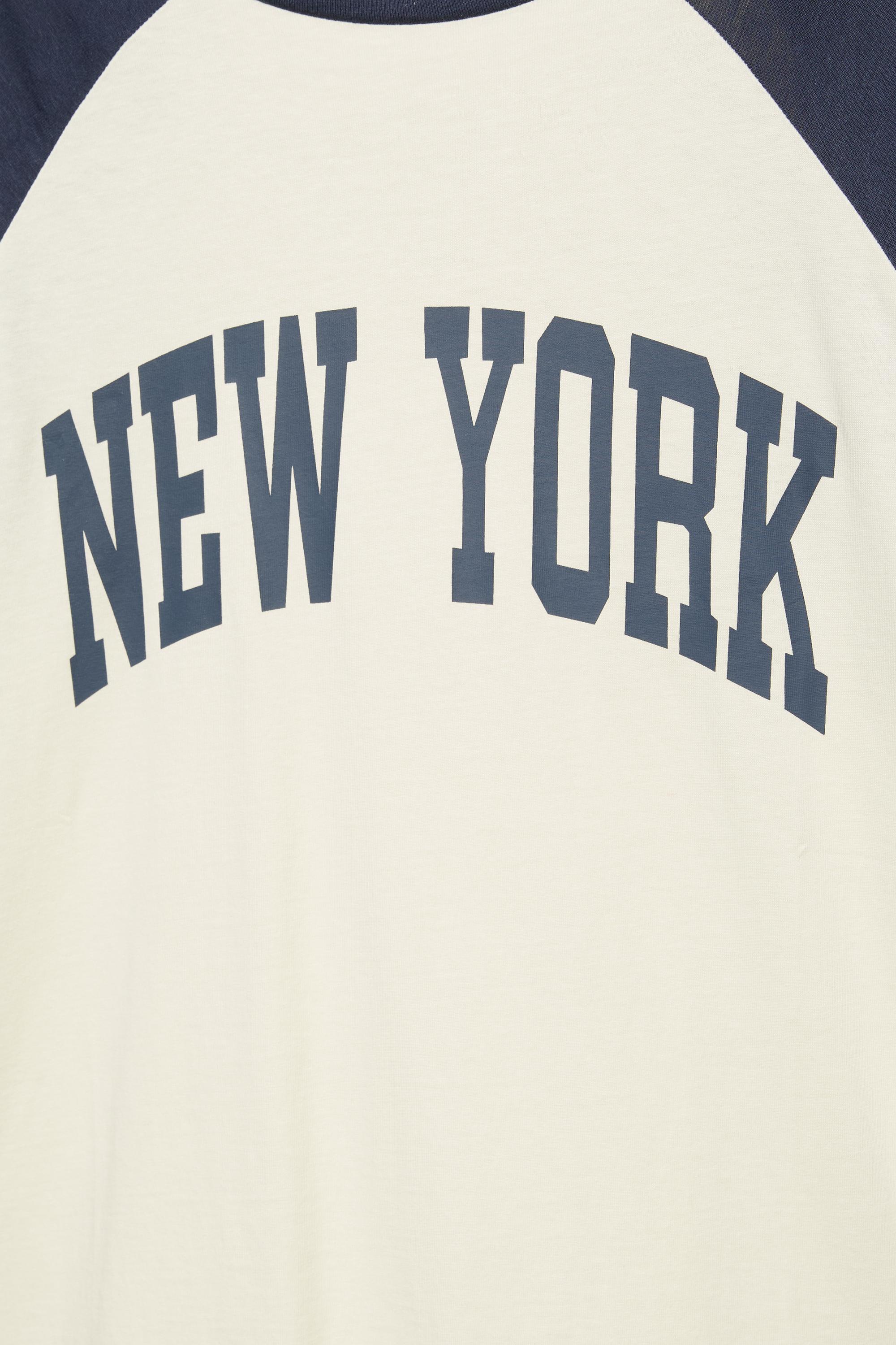 New York raglan T-shirt — Ecru/Blue