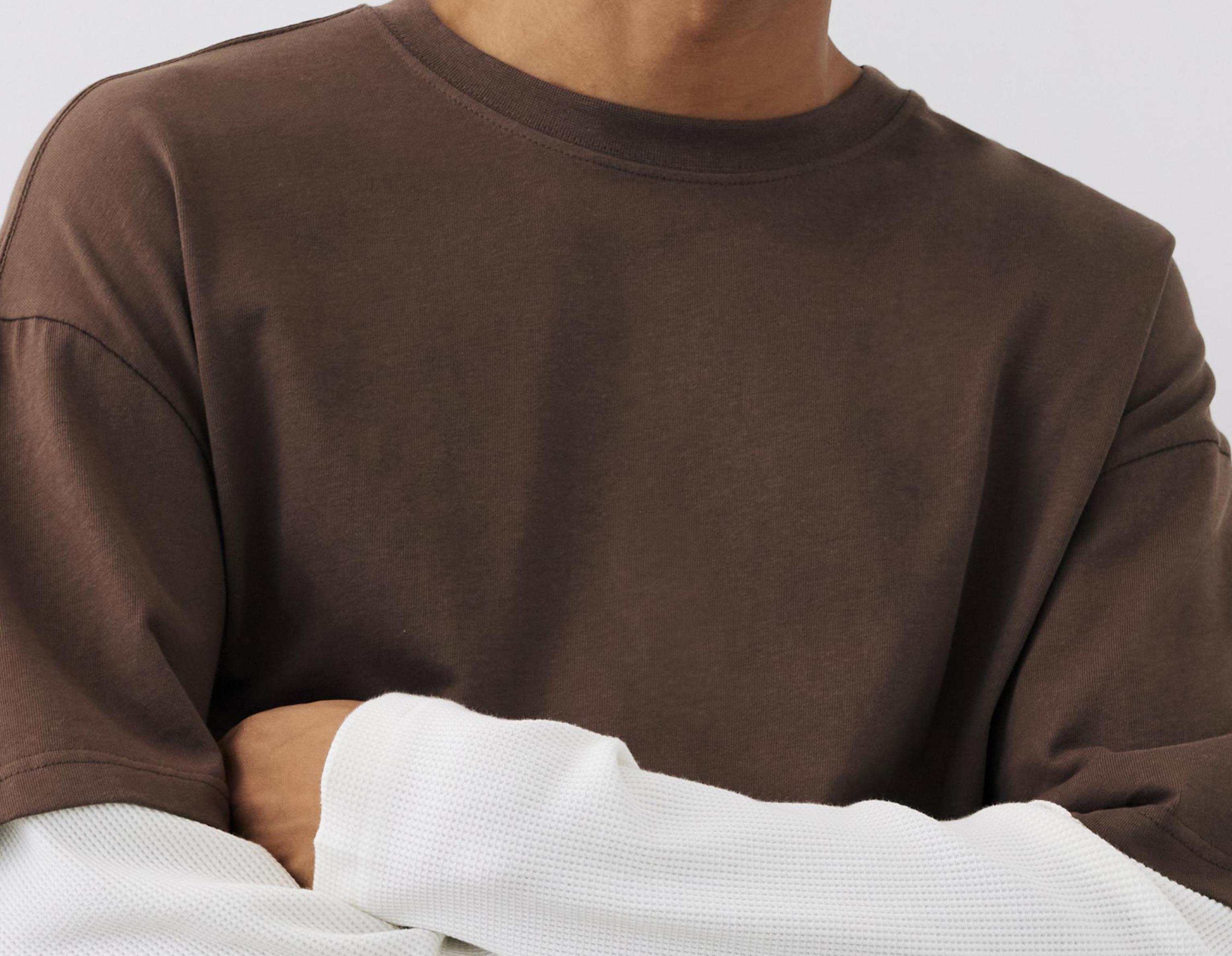 Double-layer long sleeve T-shirt — Brown