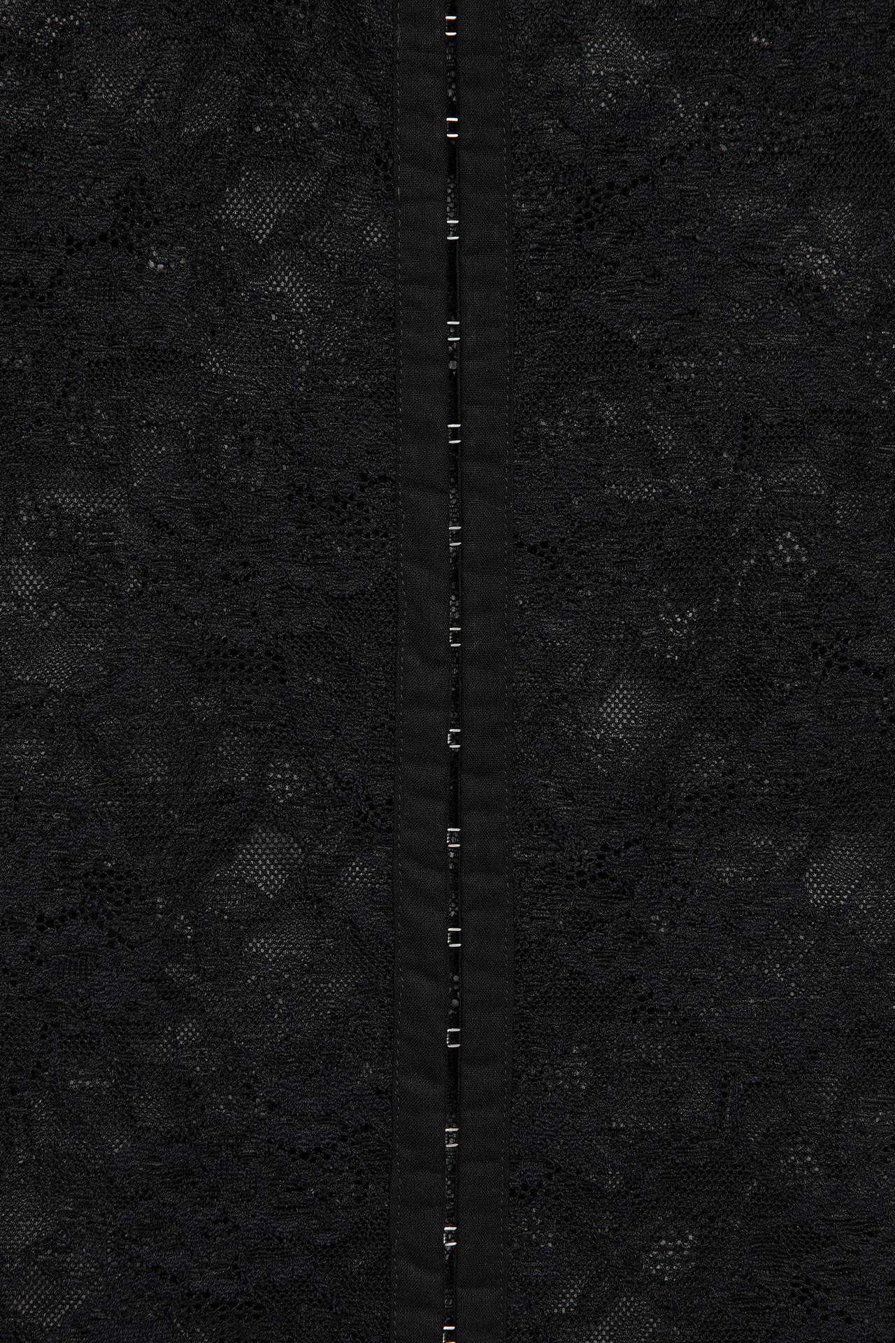 Lace stand collar top — Black