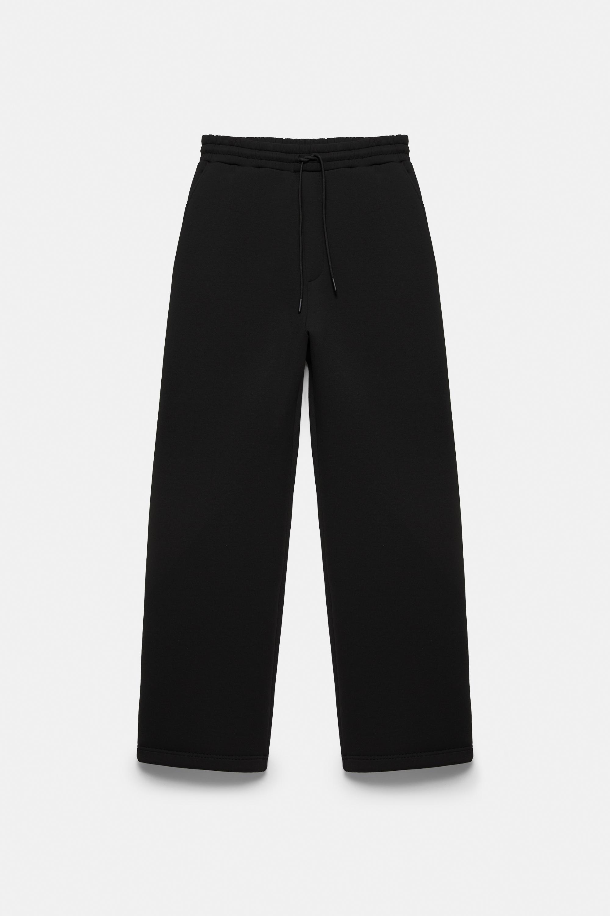 Neoprene-effect baggy trousers — Black